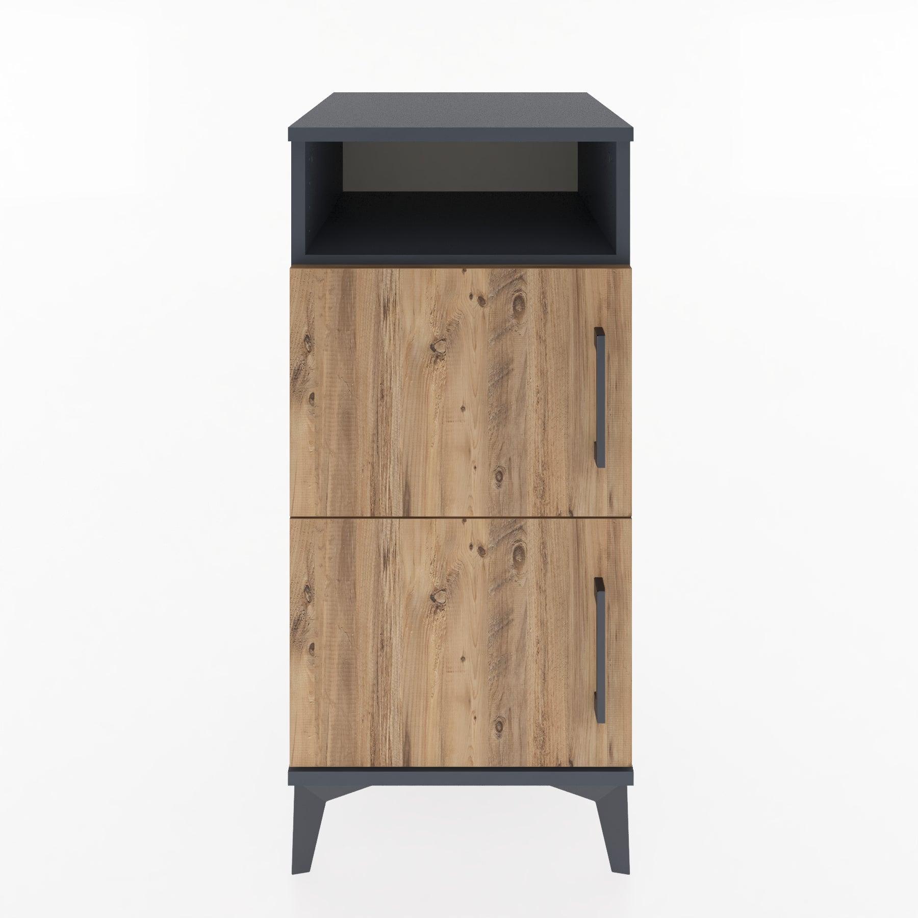 Woodntry Modular Nightstand Anthracite 44x44x84 cm with Cover and Shelf KR41-2