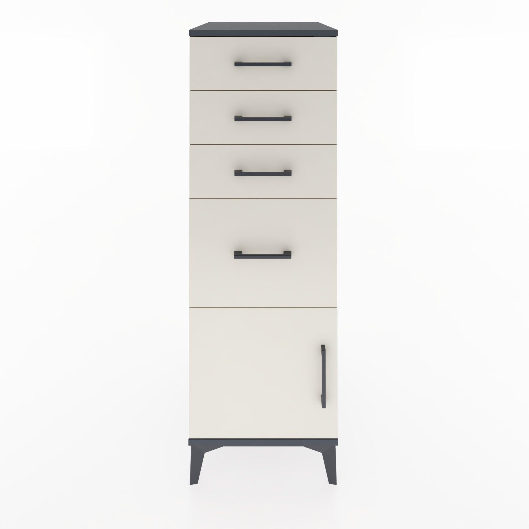 Woodntry Modular Cabinet Anthracite 44x30x122 cm with Doors and Drawers KC19-2