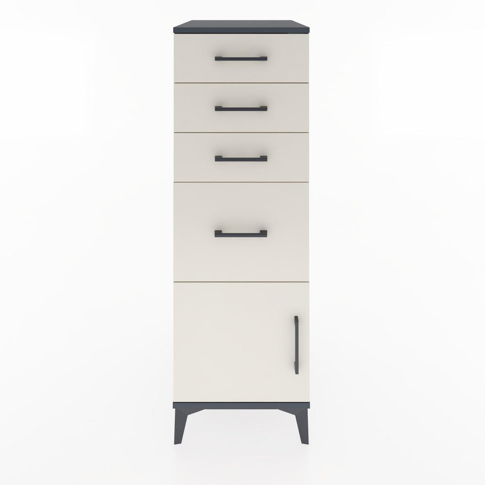 Woodntry Modüler Dolap Antrasit 44x59x122 cm Kapaklı ve Çekmeceli KC19-2