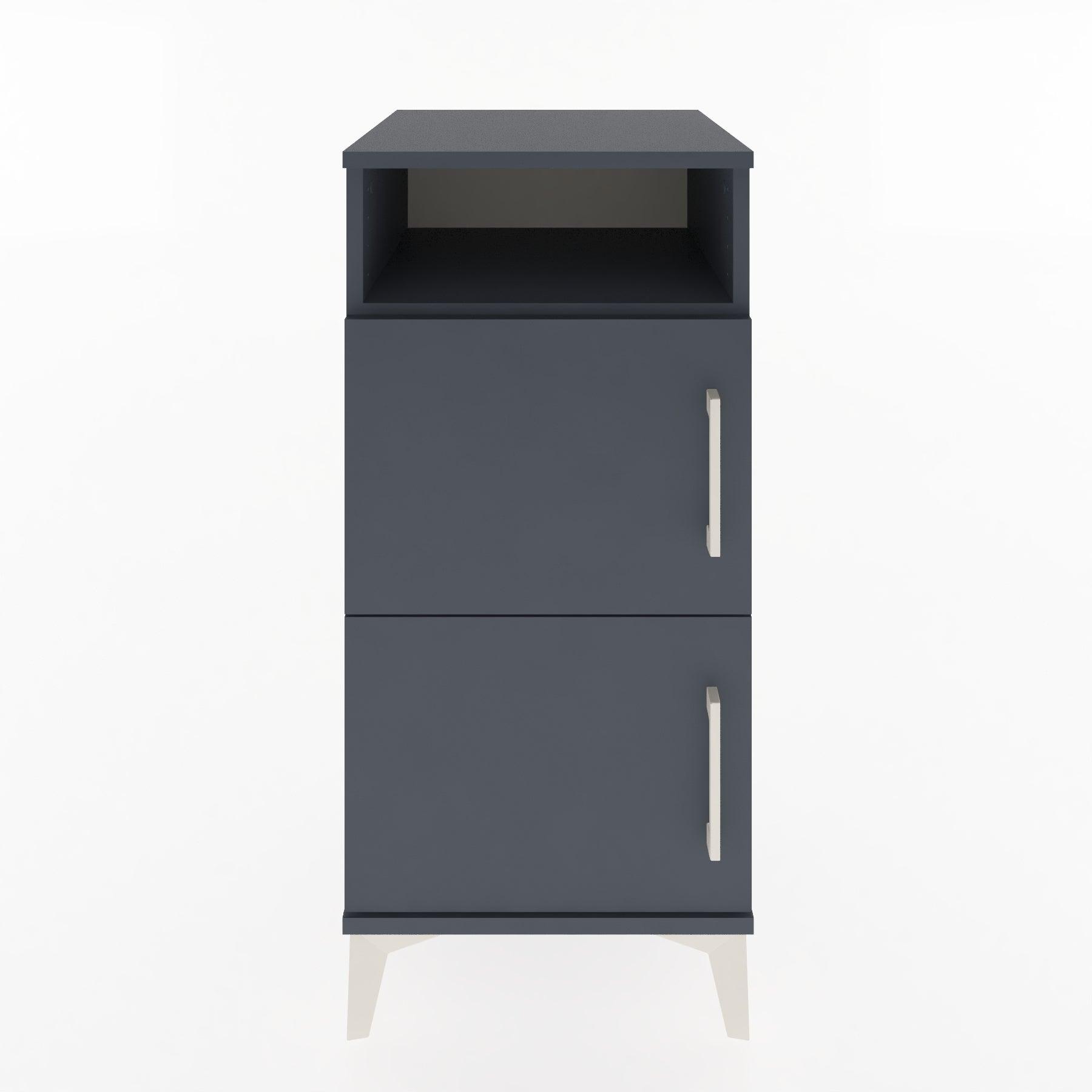 Woodntry Modular Nightstand Anthracite 44x44x84 cm with Cover and Shelf KR41-2