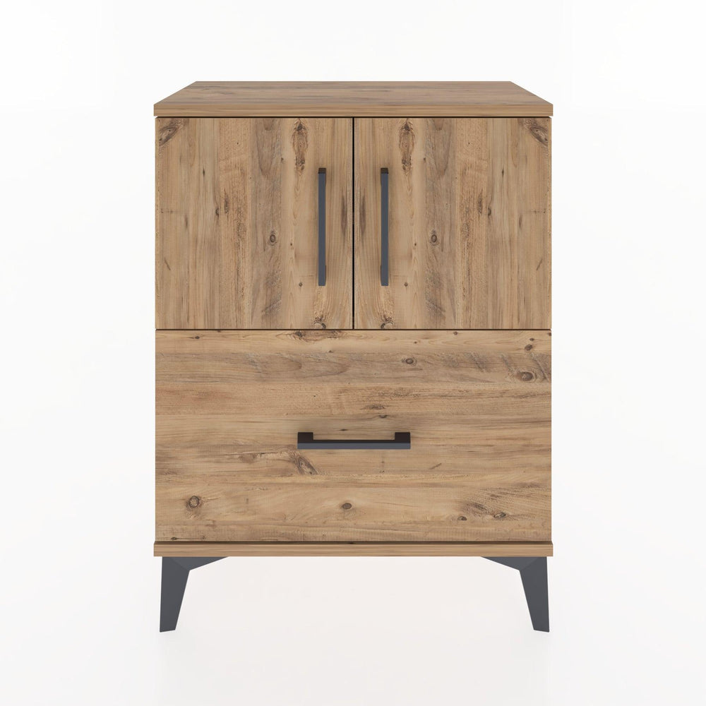 Woodntry Modüler Komodin Çam 60x30x68 cm Kapaklı ve Çekmeceli KC19-3