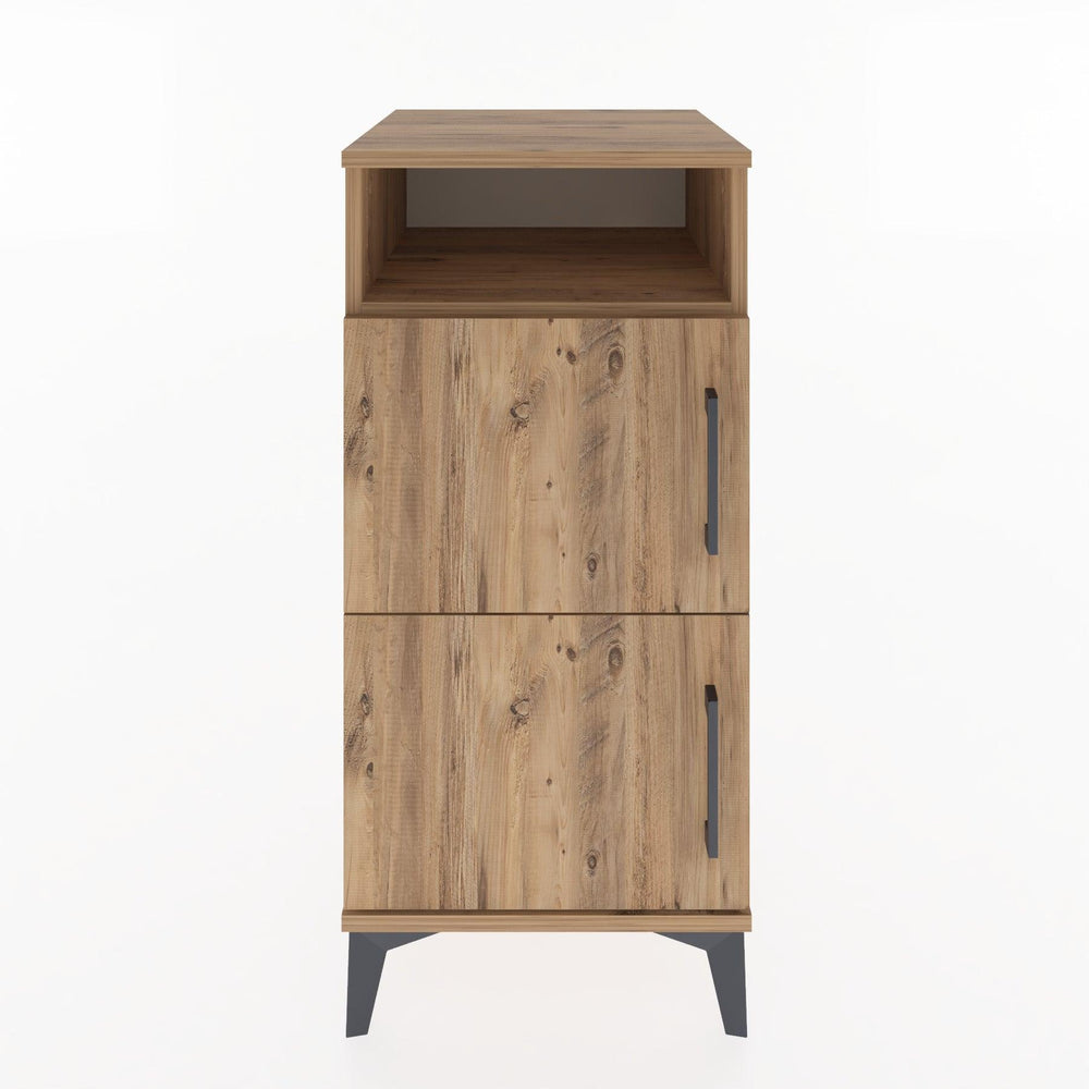 Woodntry Modüler Komodin Çam 44x44x84 cm Kapaklı ve Raflı KR41-3