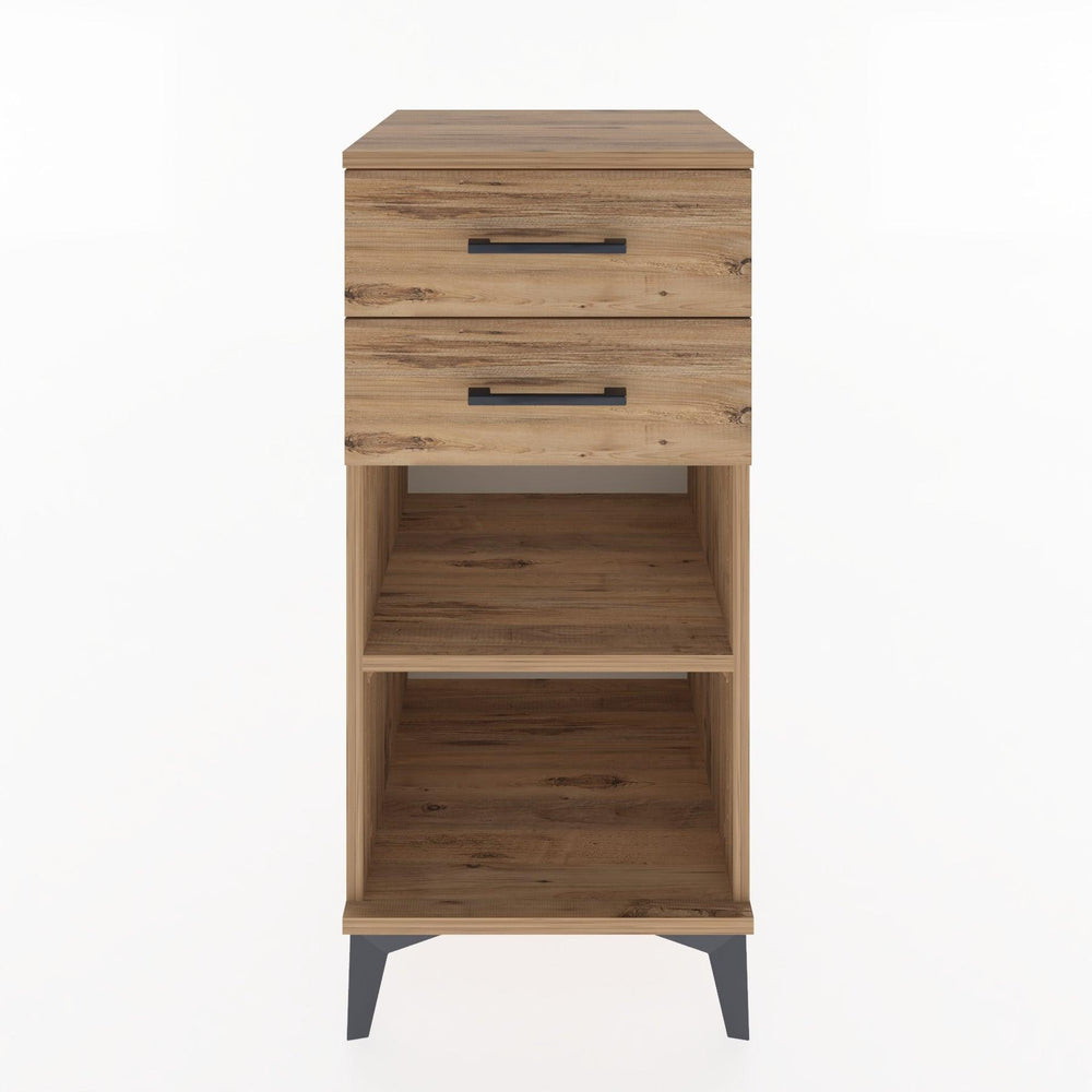 Woodntry Modular Nightstand Pine 44x44x84 cm with Drawers and Shelves CR19-3