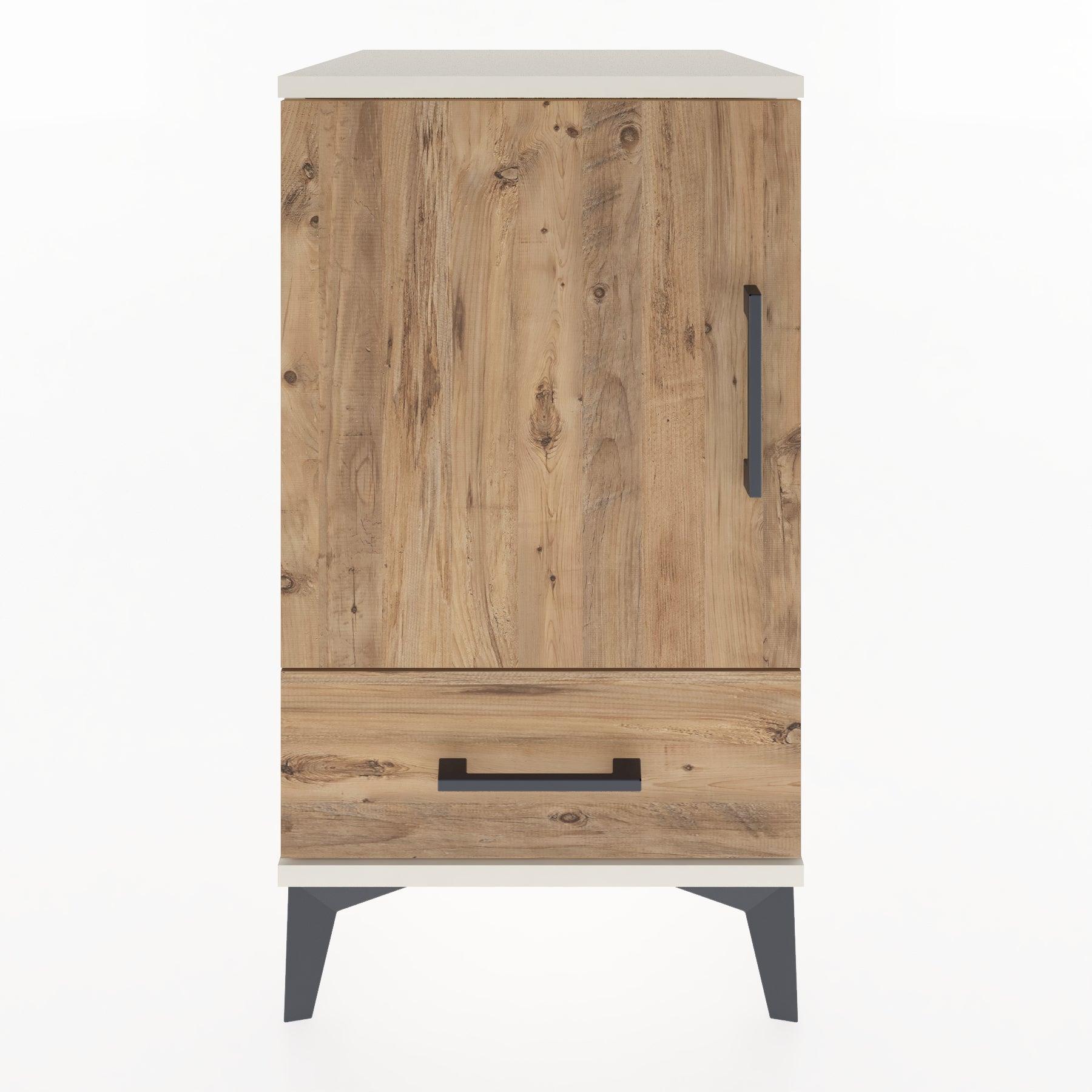 Woodntry Modular Nightstand Moonstone 44x44x68 cm with Cover and Drawer KC20-1