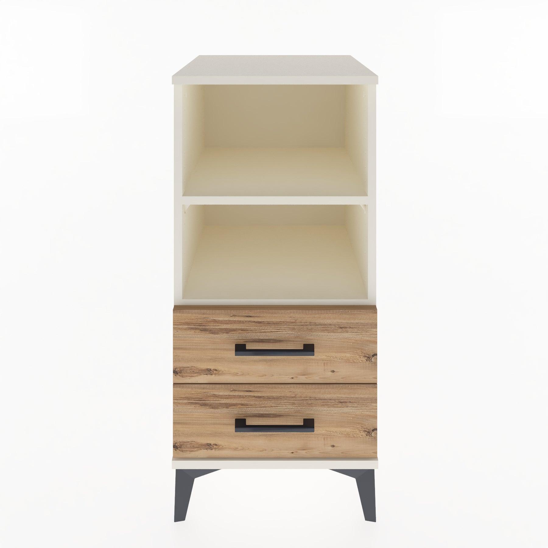 Woodntry Modular Nightstand Moonstone 44x44x84 cm with Drawer and Shelf CR20-1