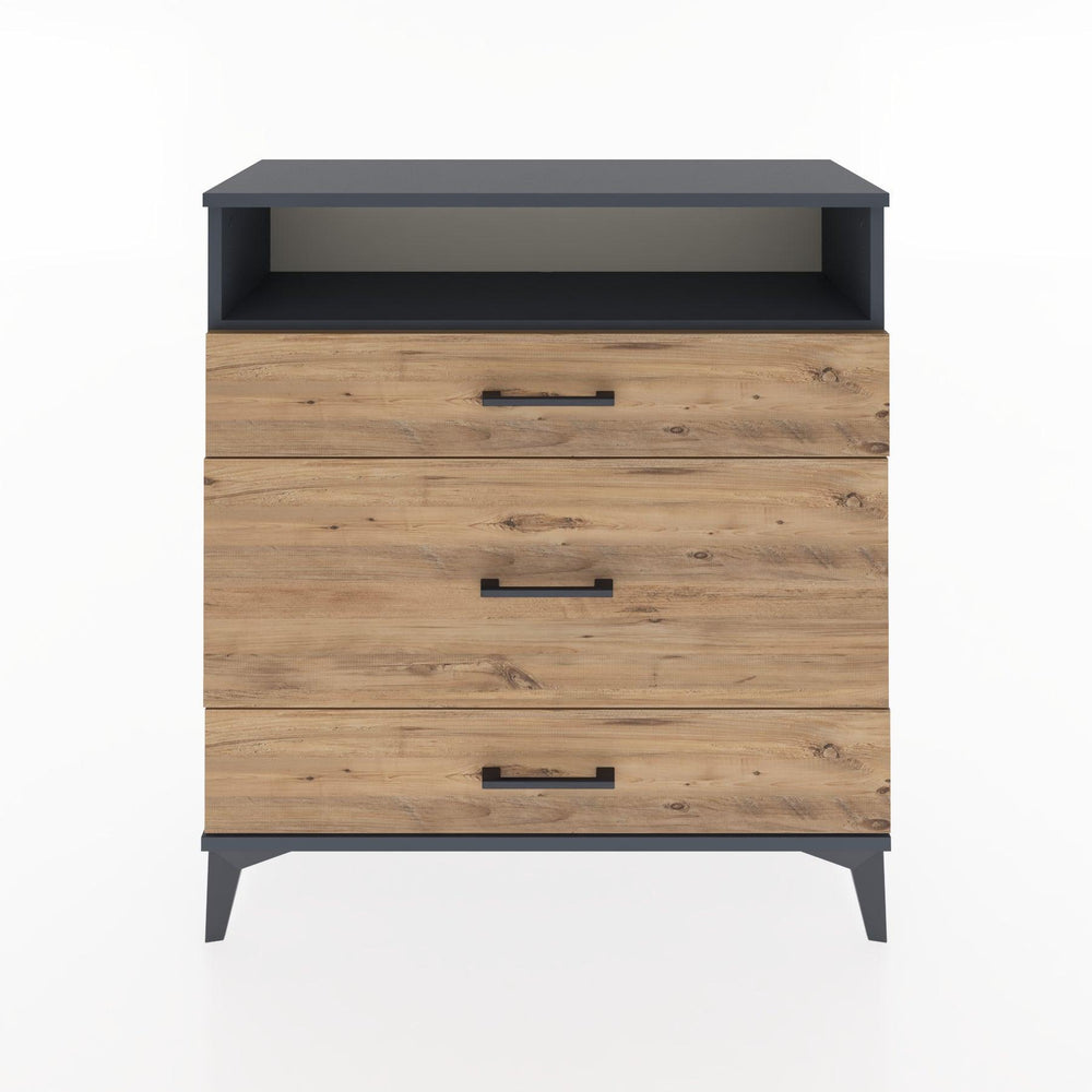 Woodntry Modüler Şifonyer Antrasit 88x30x84 cm Çekmeceli ve Raflı CR20-2