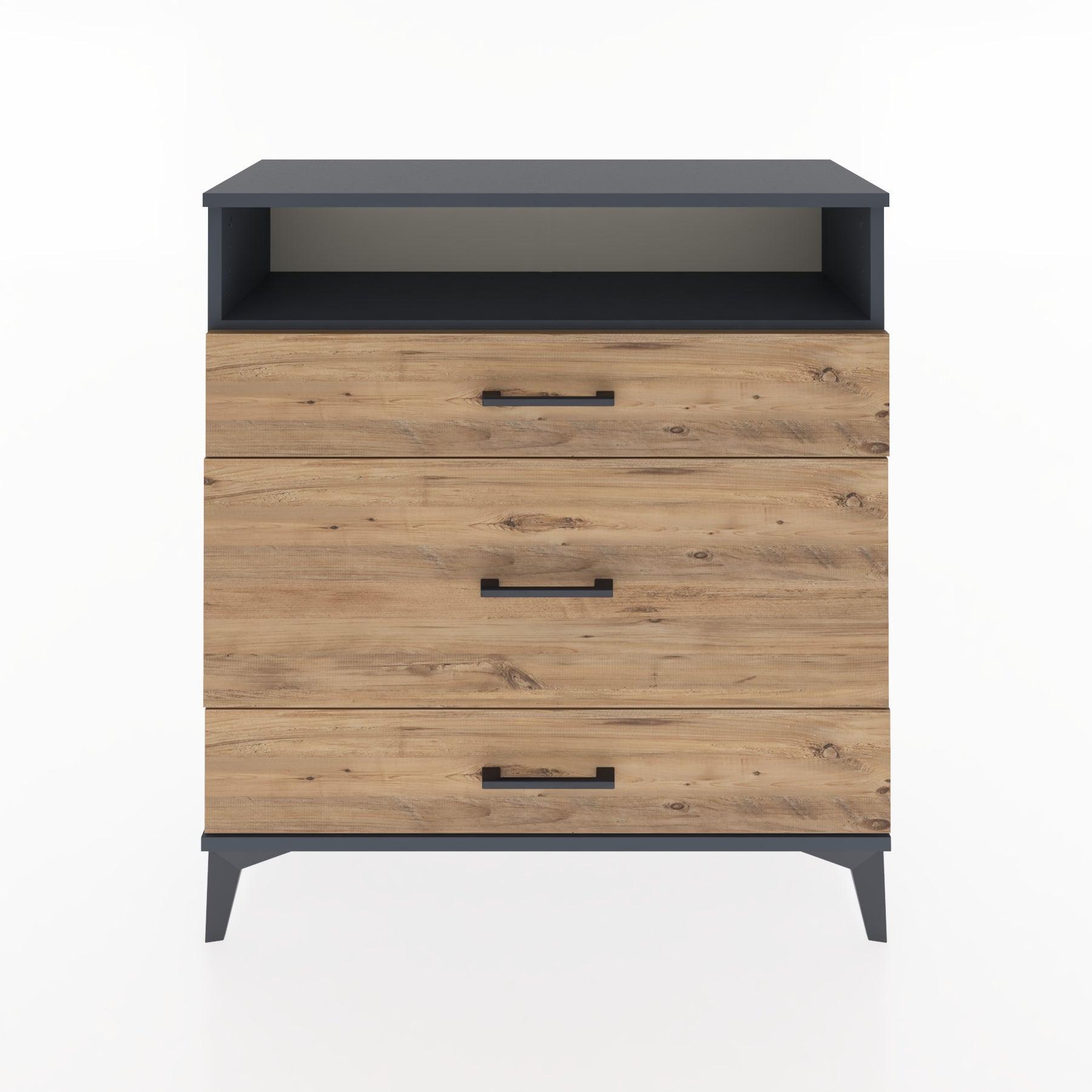 Woodntry Modular Dresser Anthracite 88x30x84 cm with Drawers and Shelves CR20-2