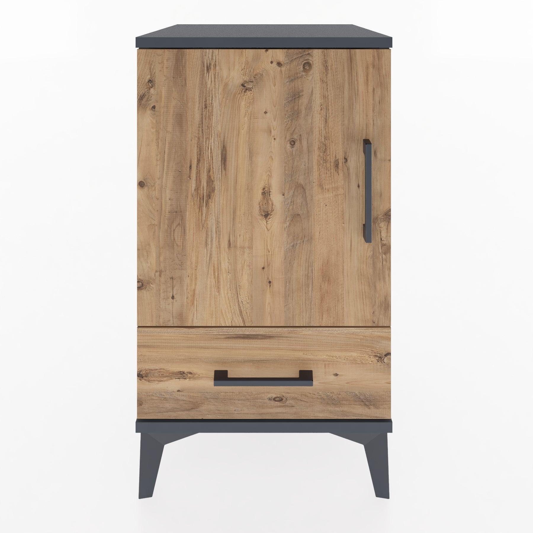 Woodntry Modular Nightstand Anthracite 44x44x68 cm with Cover and Drawer KC20-2