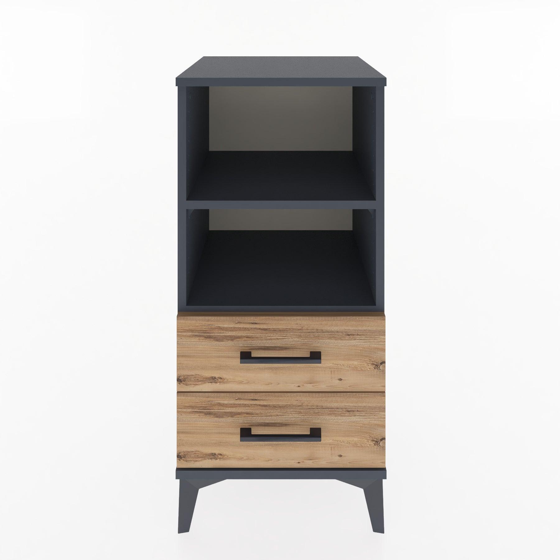 Woodntry Modular Nightstand Anthracite 44x44x84 cm with Drawers and Shelves CR20-2