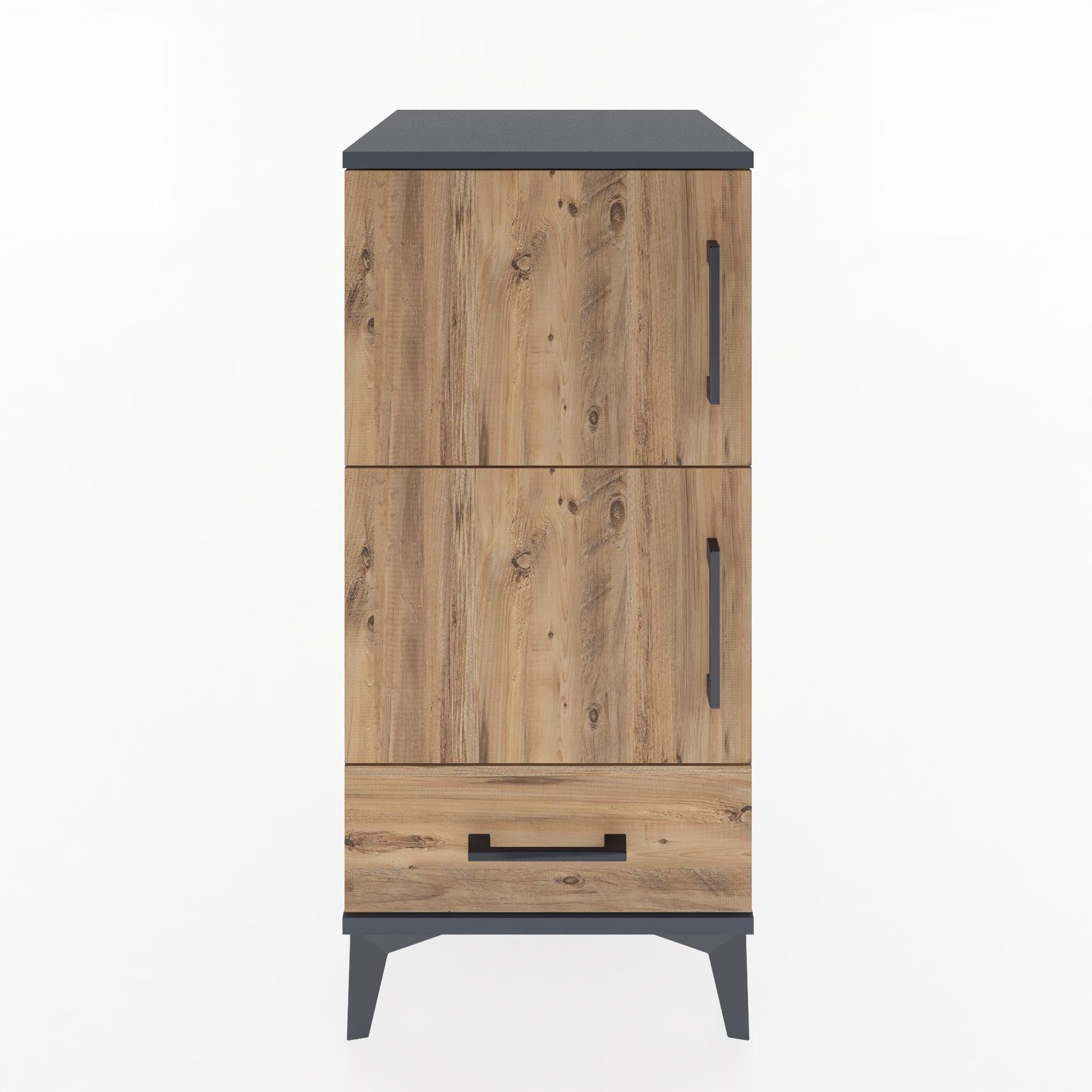 Woodntry Modular Nightstand Anthracite 44x44x84 cm with Cover and Drawer KC42-2