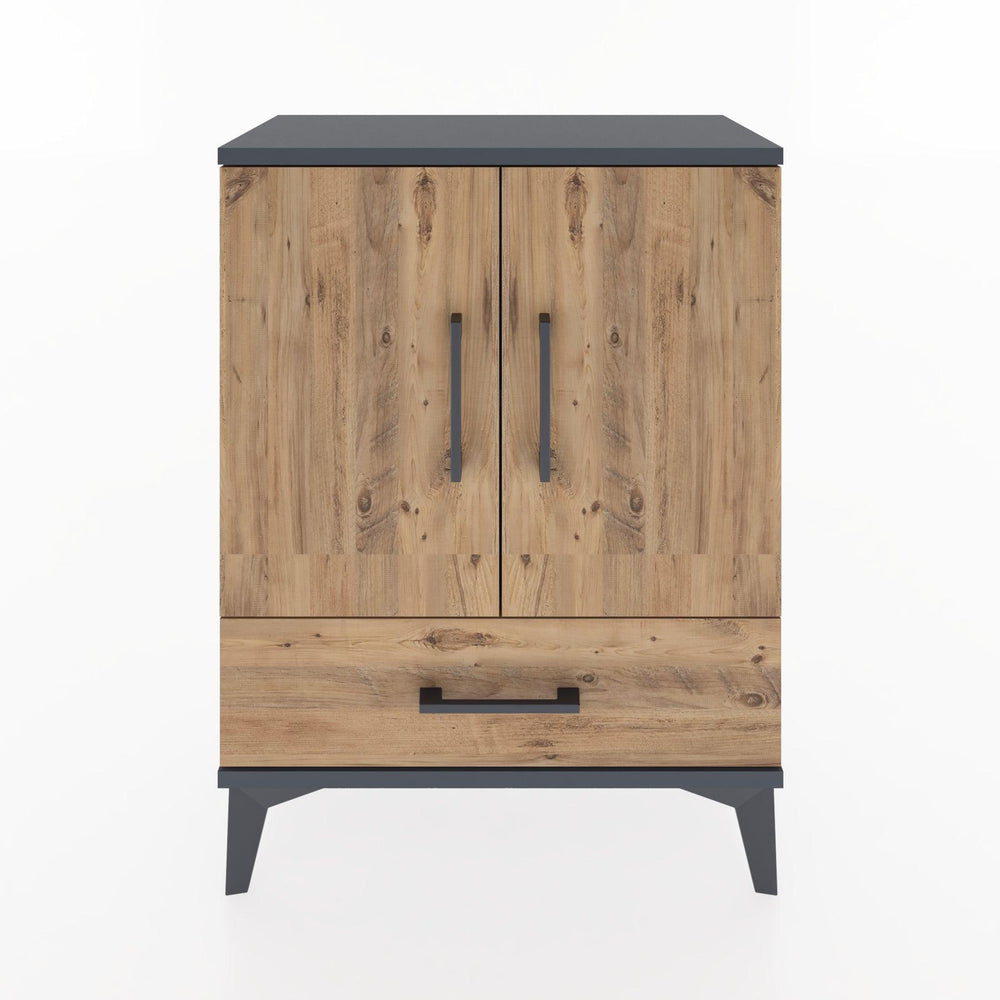 Woodntry Modüler Komodin Antrasit 60x30x68 cm Kapaklı ve Çekmeceli KC20-2