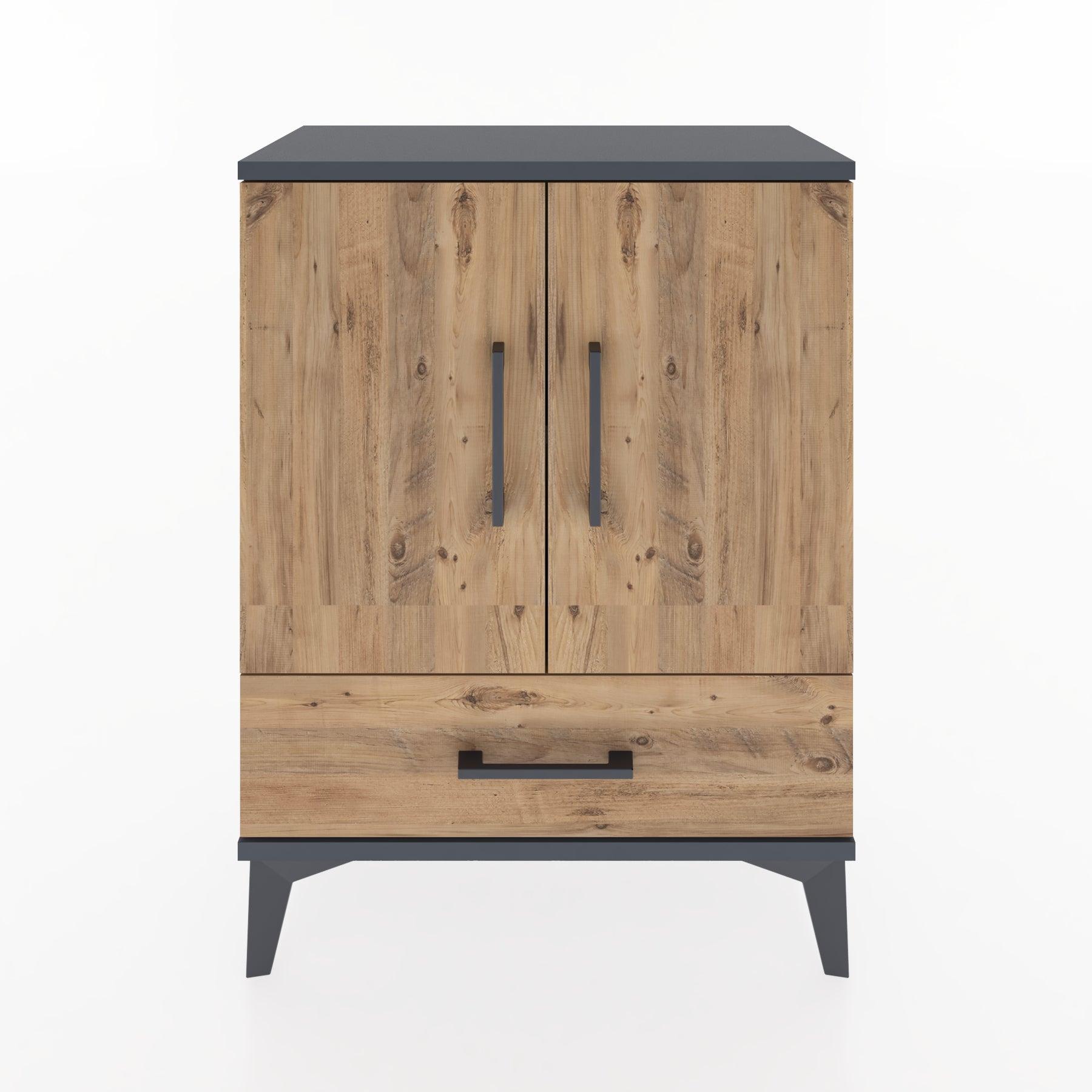 Woodntry Modular Nightstand Anthracite 60x30x68 cm with Cover and Drawer KC20-2