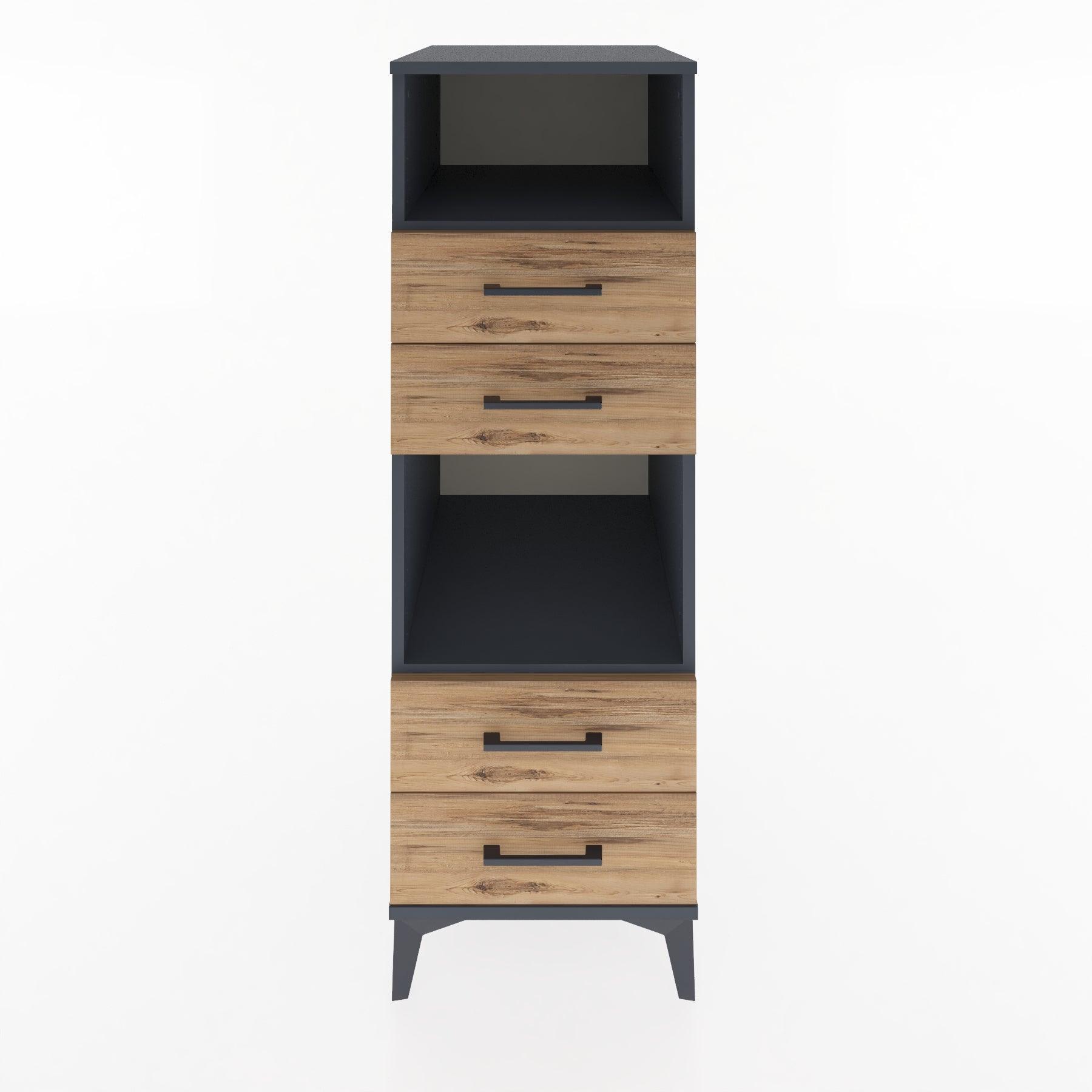Woodntry Modular Cabinet Anthracite 44x30x122 cm with Drawers and Shelves CR120-2