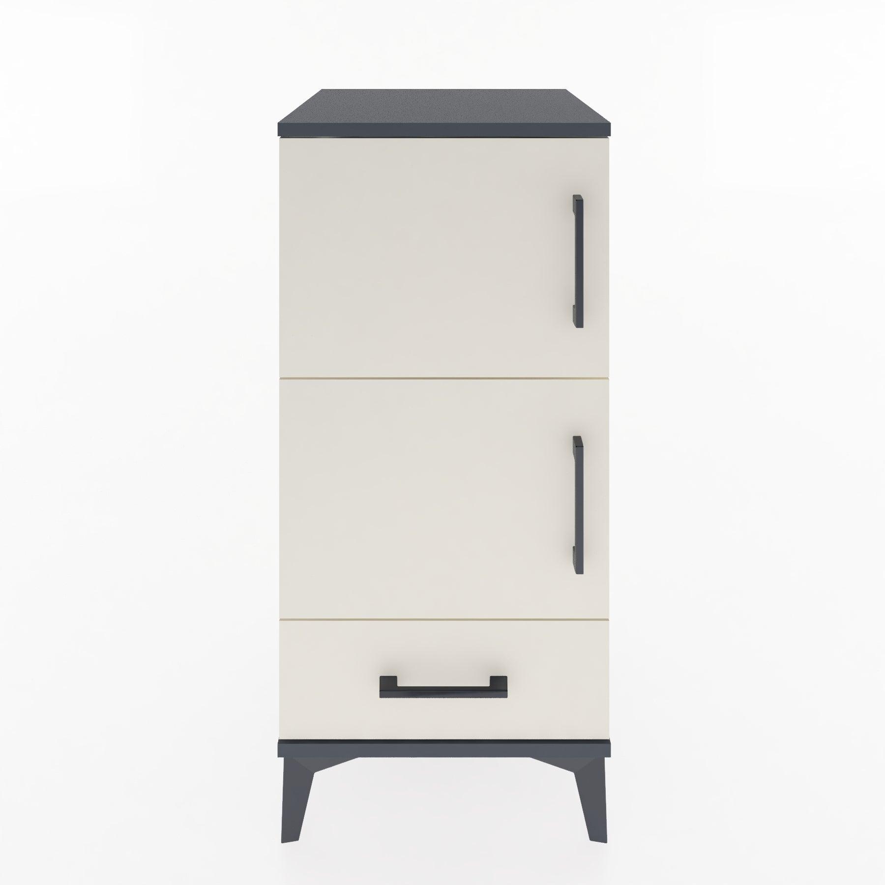 Woodntry Modular Nightstand Anthracite 44x44x84 cm with Cover and Drawer KC42-2
