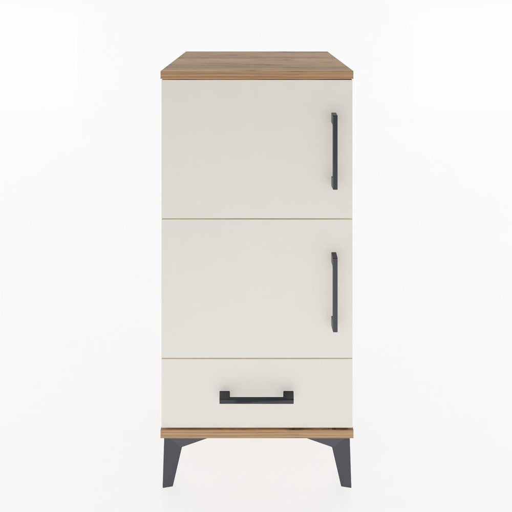 Woodntry Modüler Komodin Çam 44x44x84 cm Kapaklı ve Çekmeceli KC42-3