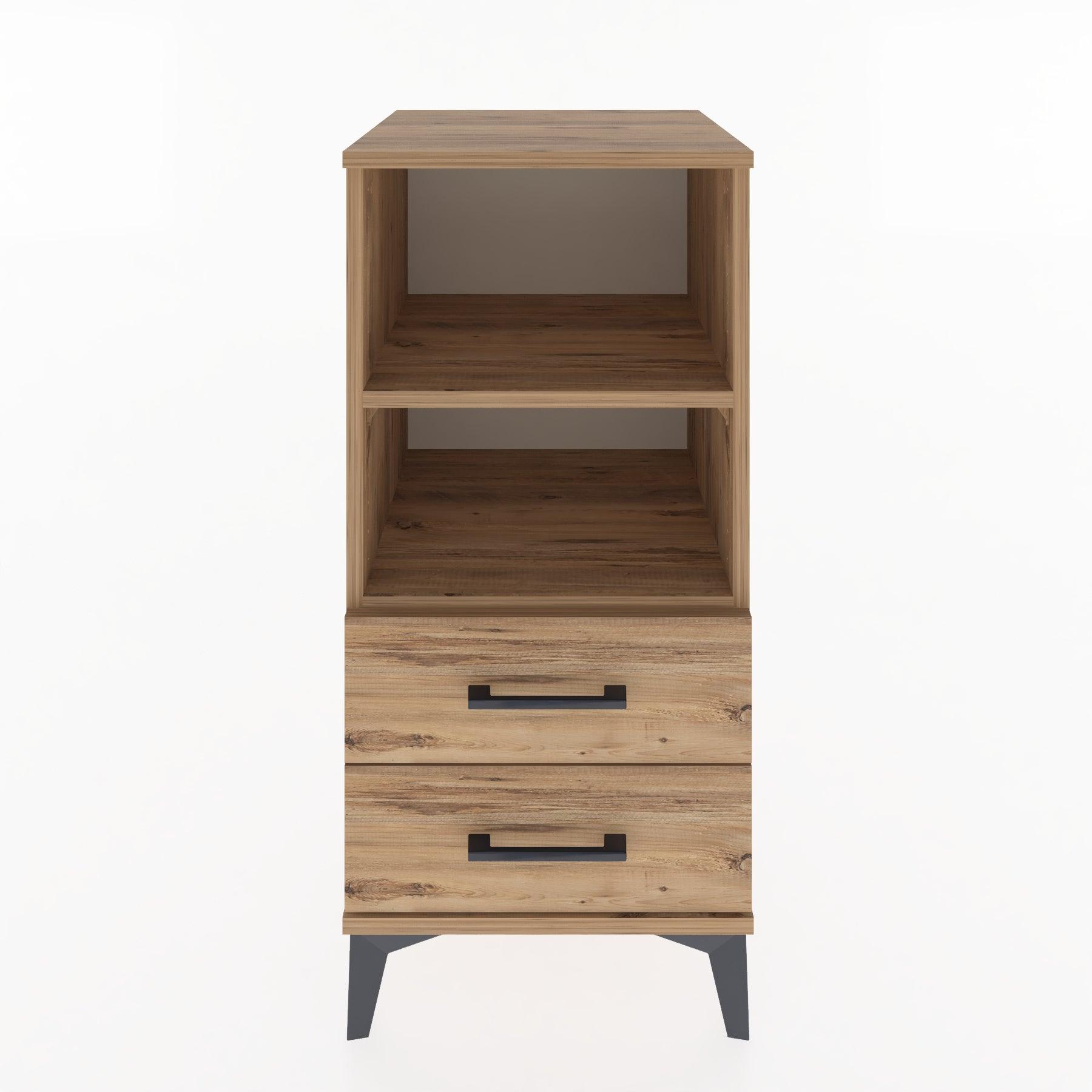Woodntry Modular Nightstand Pine 44x44x84 cm with Drawers and Shelves CR20-3