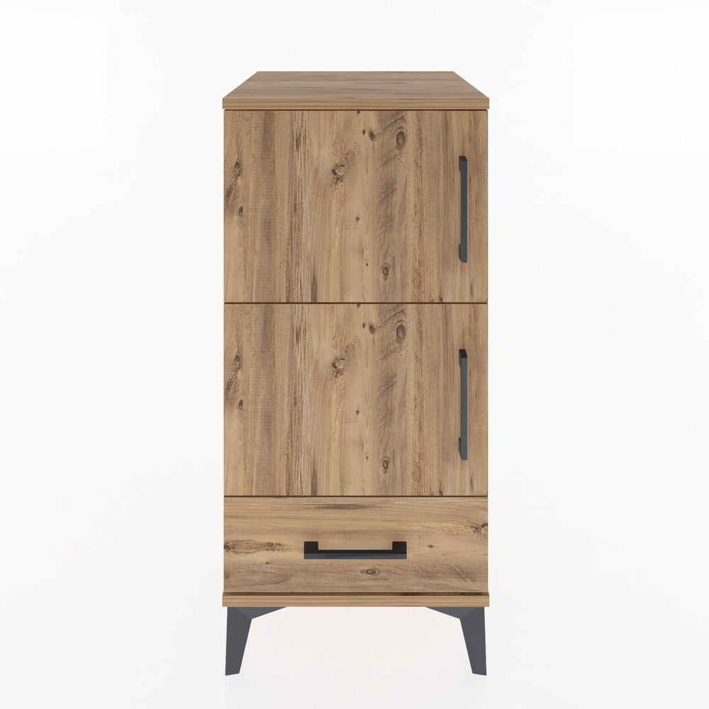 Woodntry Modüler Komodin Çam 44x44x84 cm Kapaklı ve Çekmeceli KC42-3