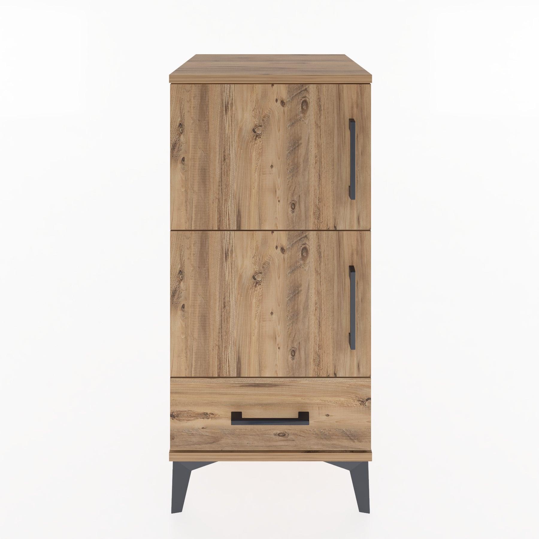 Woodntry Modular Nightstand Pine 44x44x84 cm with Cover and Drawer KC42-3
