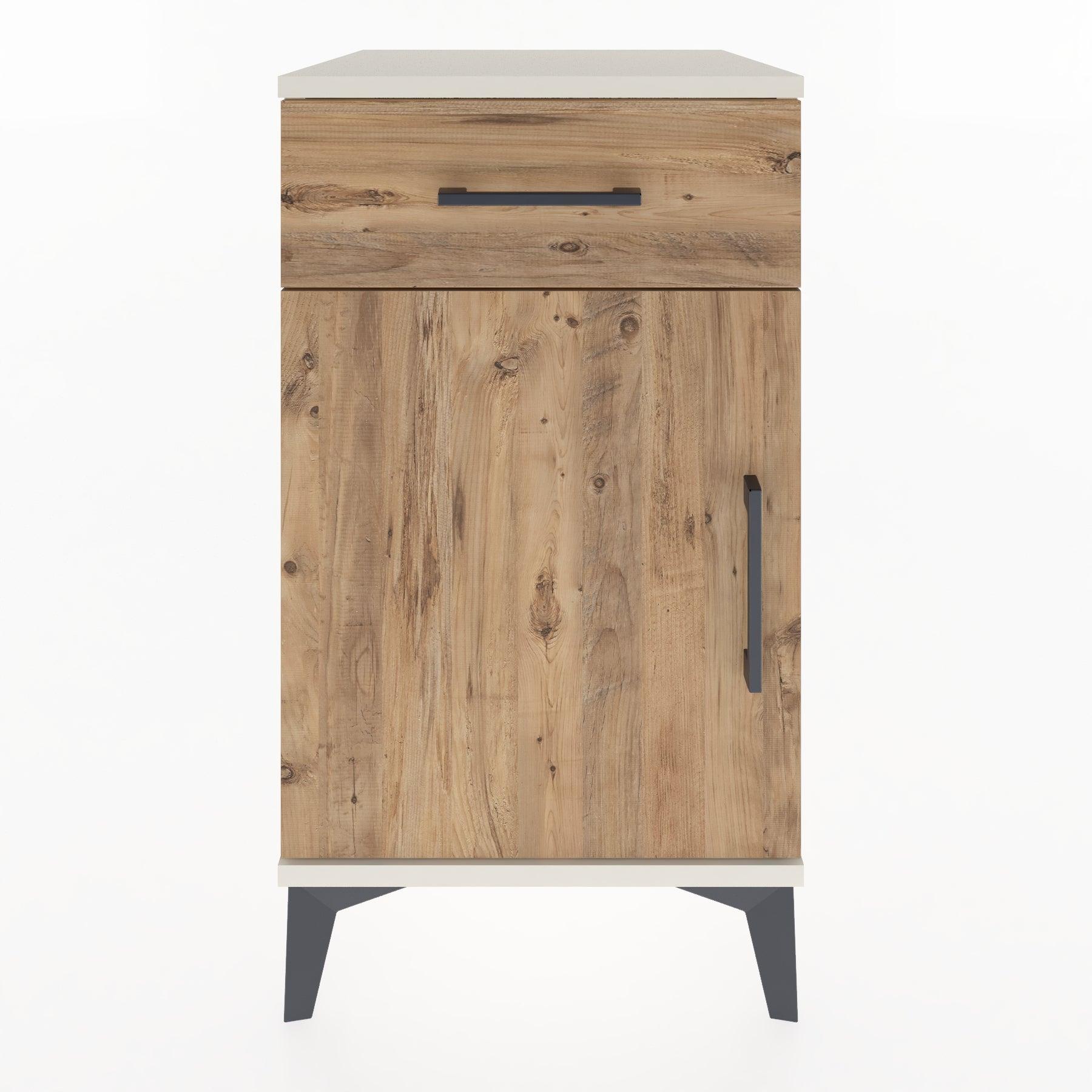 Woodntry Modular Nightstand Moonstone 44x44x68 cm with Cover and Drawer KC21-1