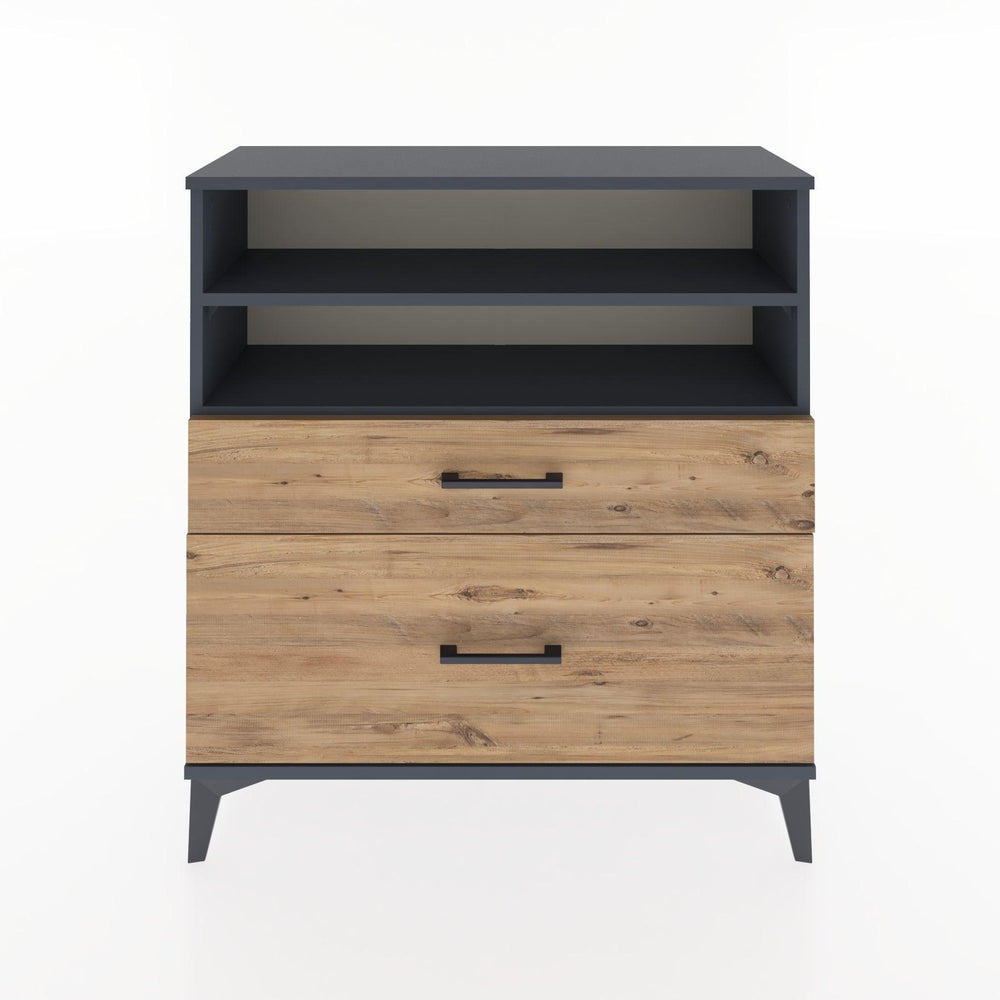 Woodntry Modüler Şifonyer Antrasit 88x30x84 cm Çekmeceli ve Raflı CR21-2