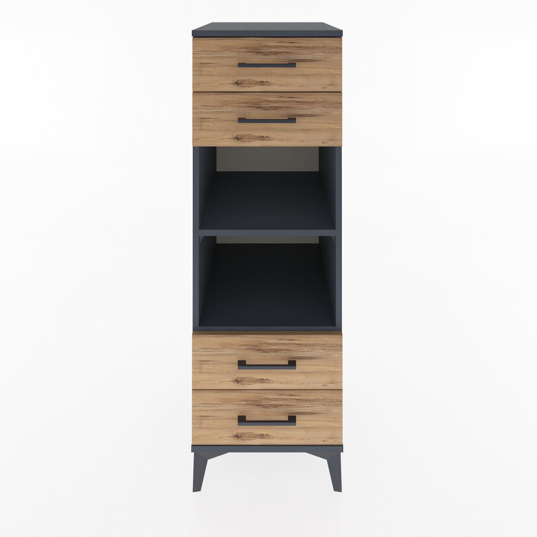 Woodntry Modular Cabinet Anthracite 44x30x122 cm with Drawers and Shelves CR121-2