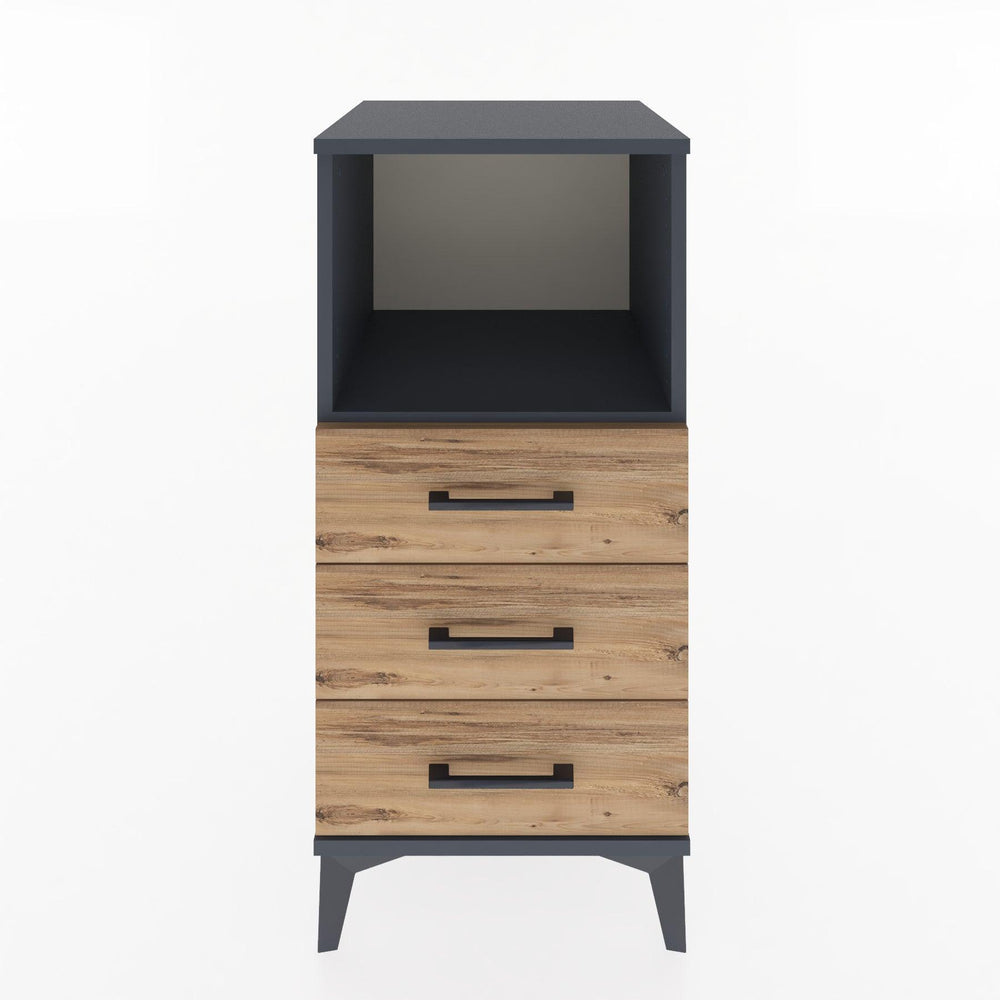 Woodntry Modular Nightstand Anthracite 44x44x84 cm with Drawers and Shelves CR21-2