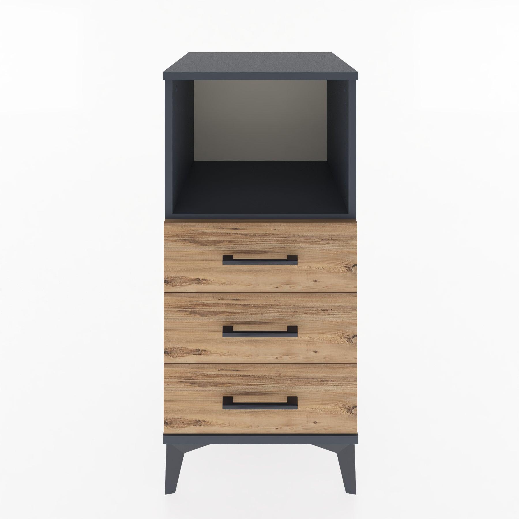 Woodntry Modular Nightstand Anthracite 44x44x84 cm with Drawers and Shelves CR21-2