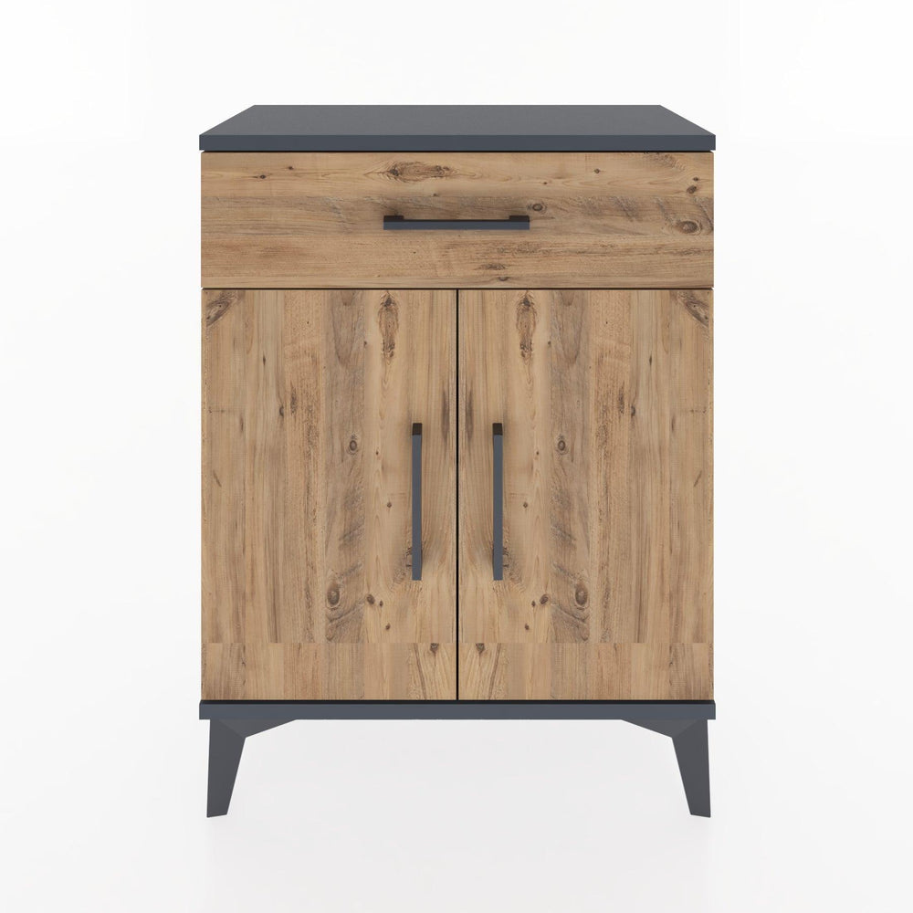 Woodntry Modüler Komodin Antrasit 60x30x68 cm Kapaklı ve Çekmeceli KC21-2