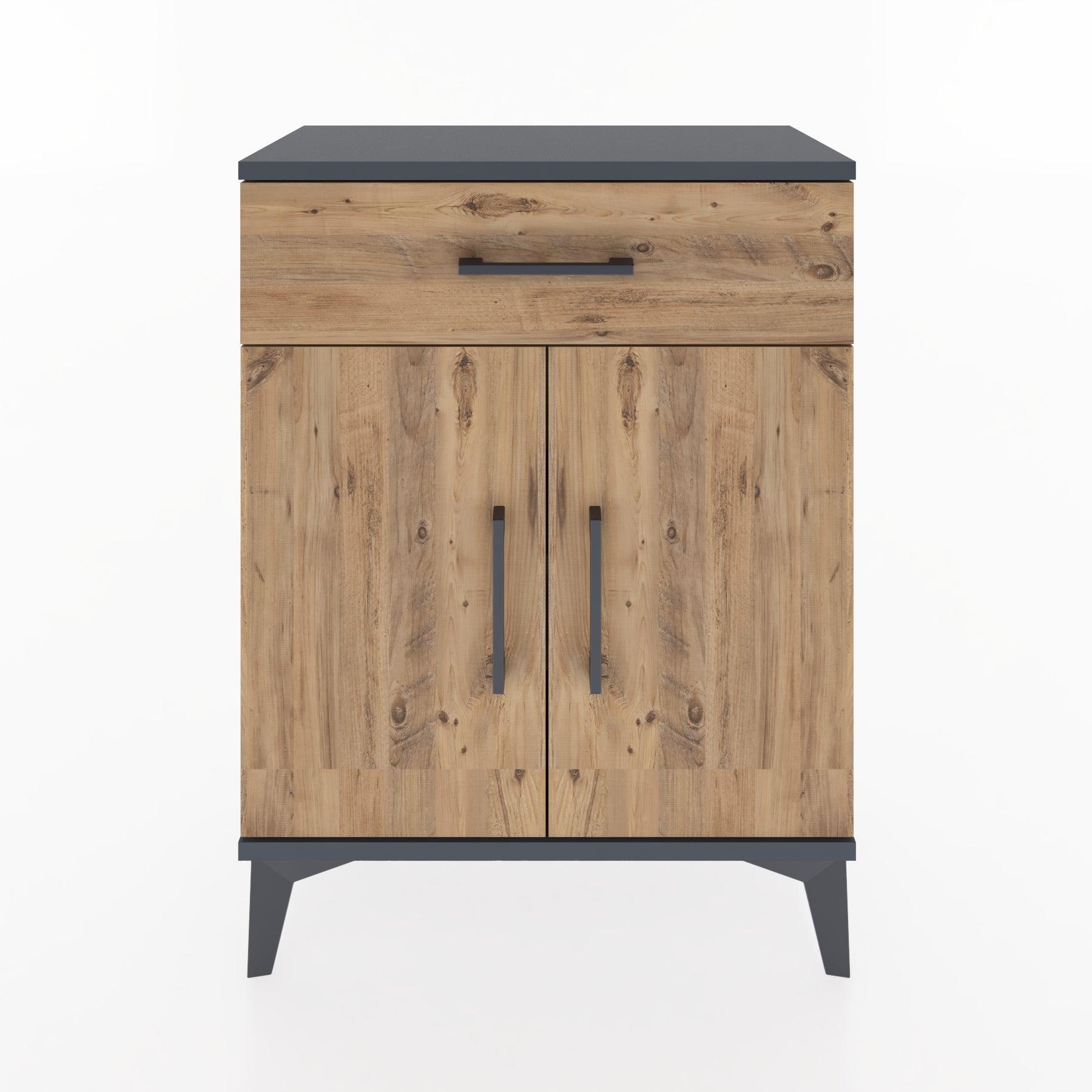 Woodntry Modular Nightstand Anthracite 60x30x68 cm with Cover and Drawer KC21-2