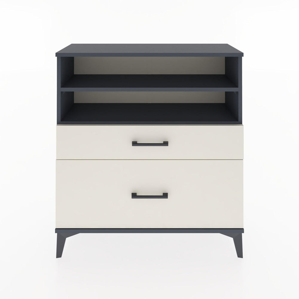 Woodntry Modüler Şifonyer Antrasit 88x30x84 cm Çekmeceli ve Raflı CR21-2