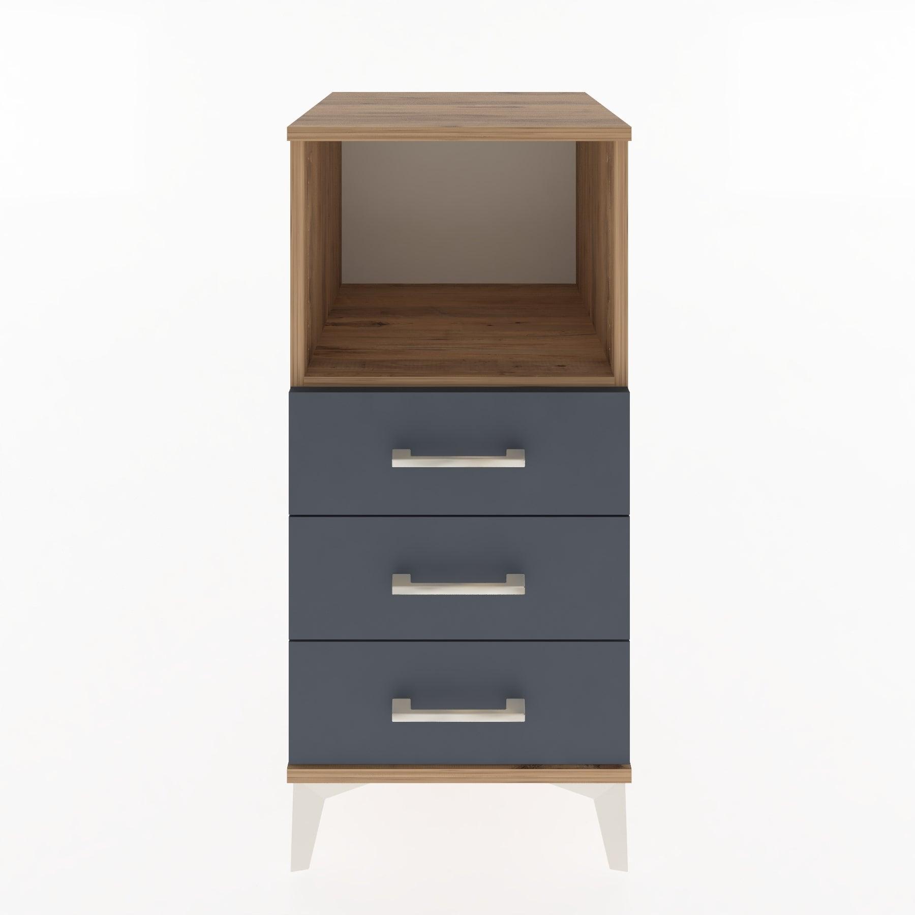 Woodntry Modular Nightstand Pine 44x44x84 cm with Drawers and Shelves CR21-3