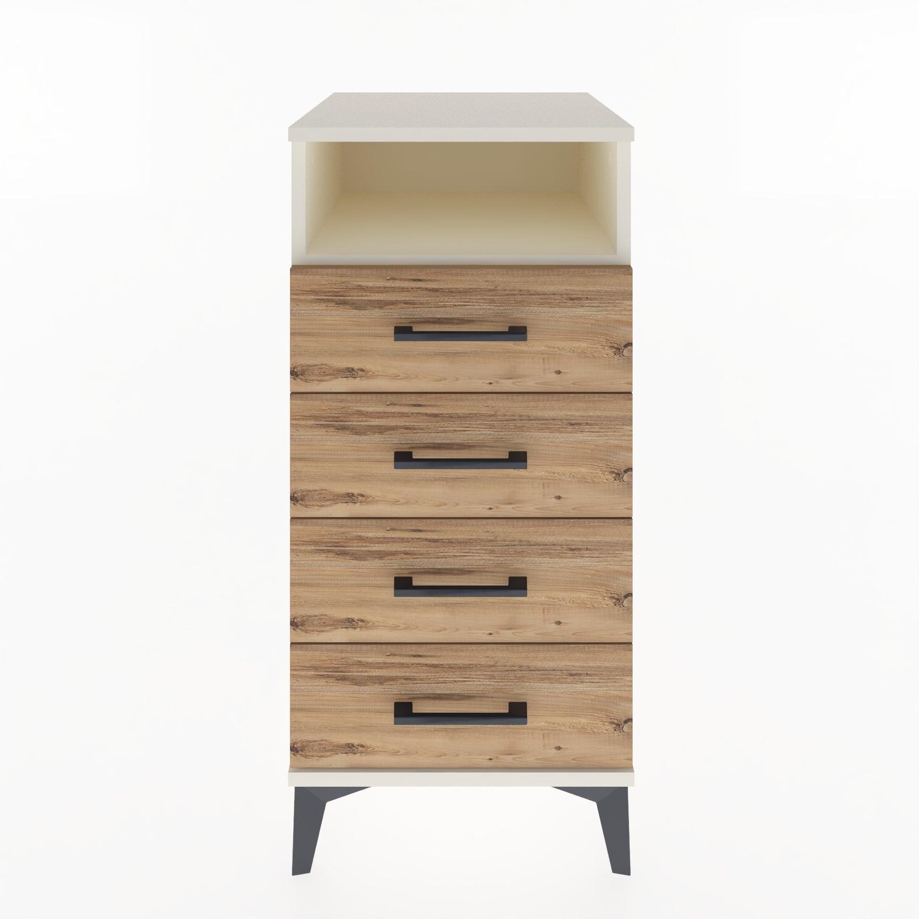 Woodntry Modular Nightstand Moonstone 44x44x84 cm with Drawer and Shelf CR22-1