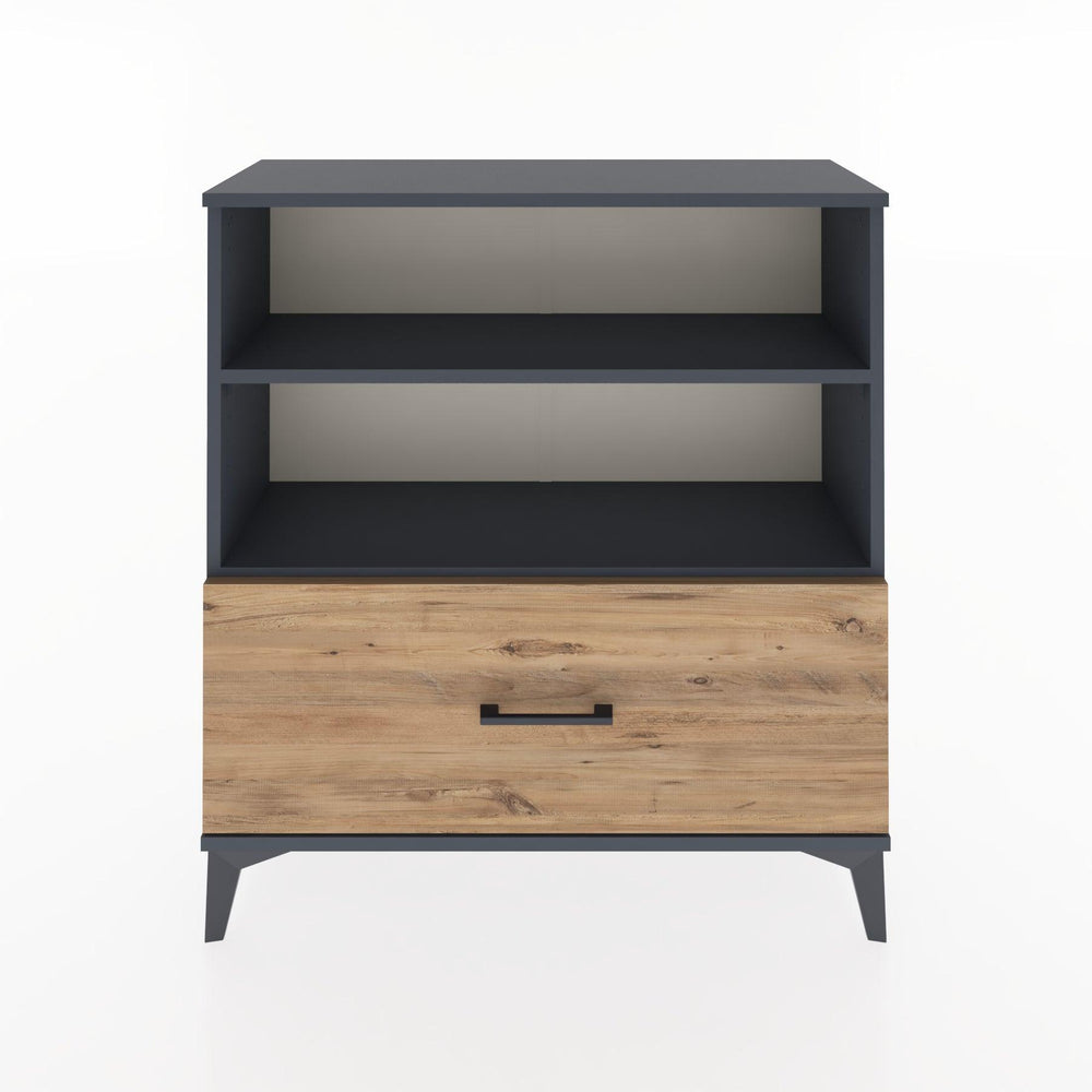 Woodntry Modüler Şifonyer Antrasit 88x30x84 cm Çekmeceli ve Raflı CR22-2