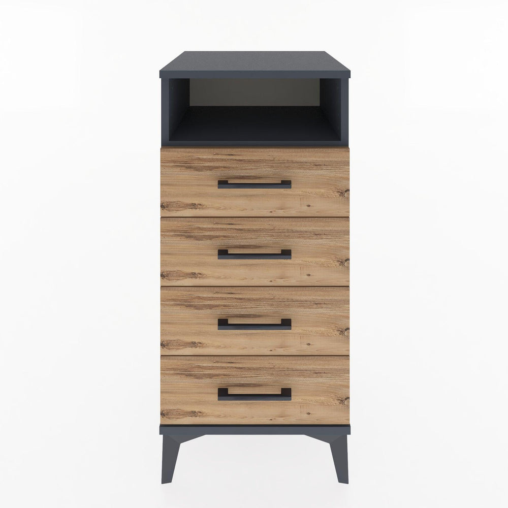 Woodntry Modüler Komodin Antrasit 44x44x84 cm Çekmeceli ve Raflı CR22-2