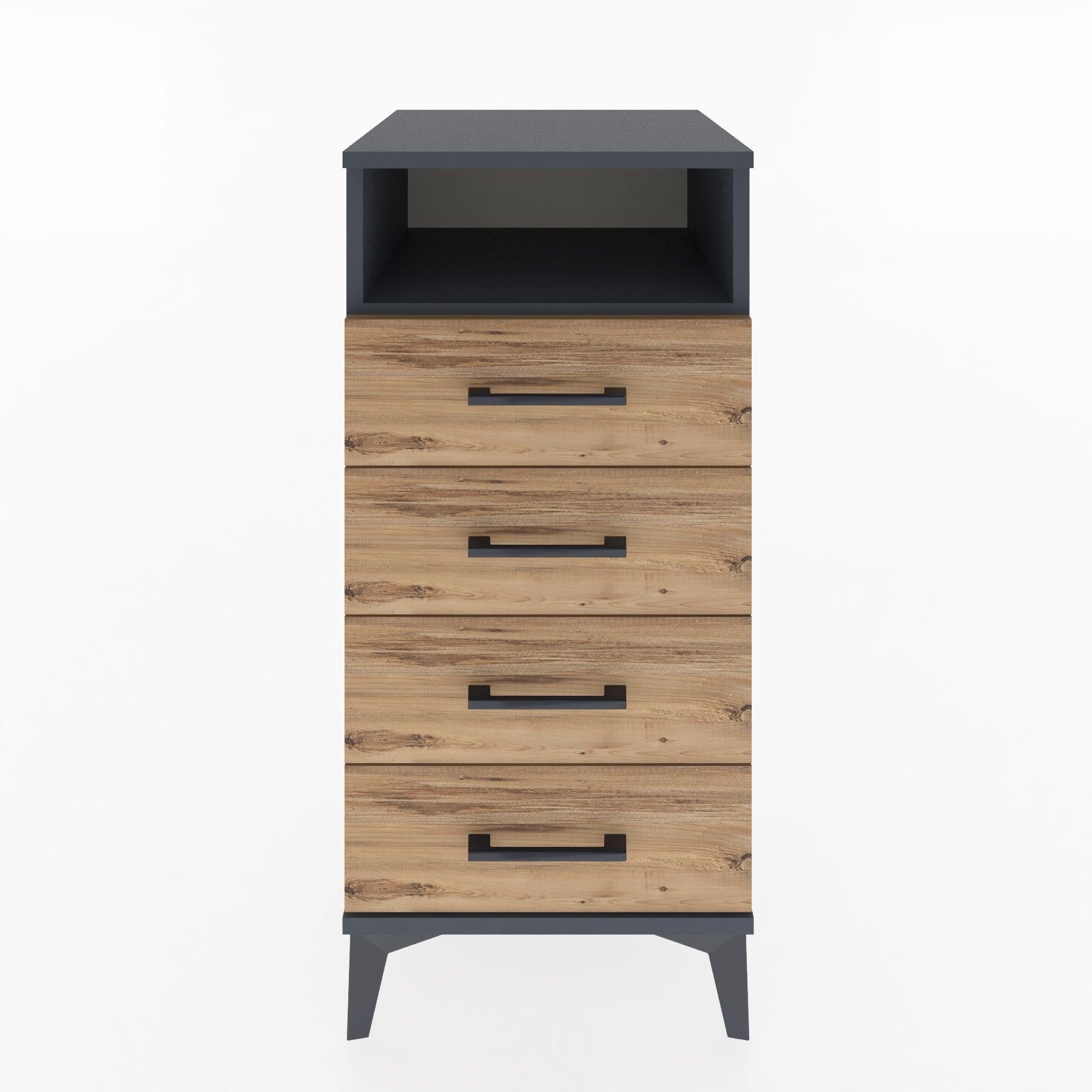 Woodntry Modular Nightstand Anthracite 44x44x84 cm with Drawers and Shelves CR22-2