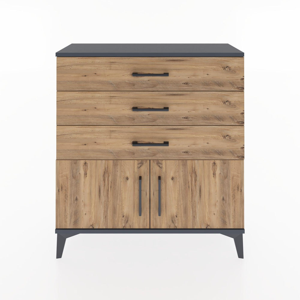 Woodntry Modüler Şifonyer Antrasit 88x30x84 cm Kapaklı ve Çekmeceli KC23-2