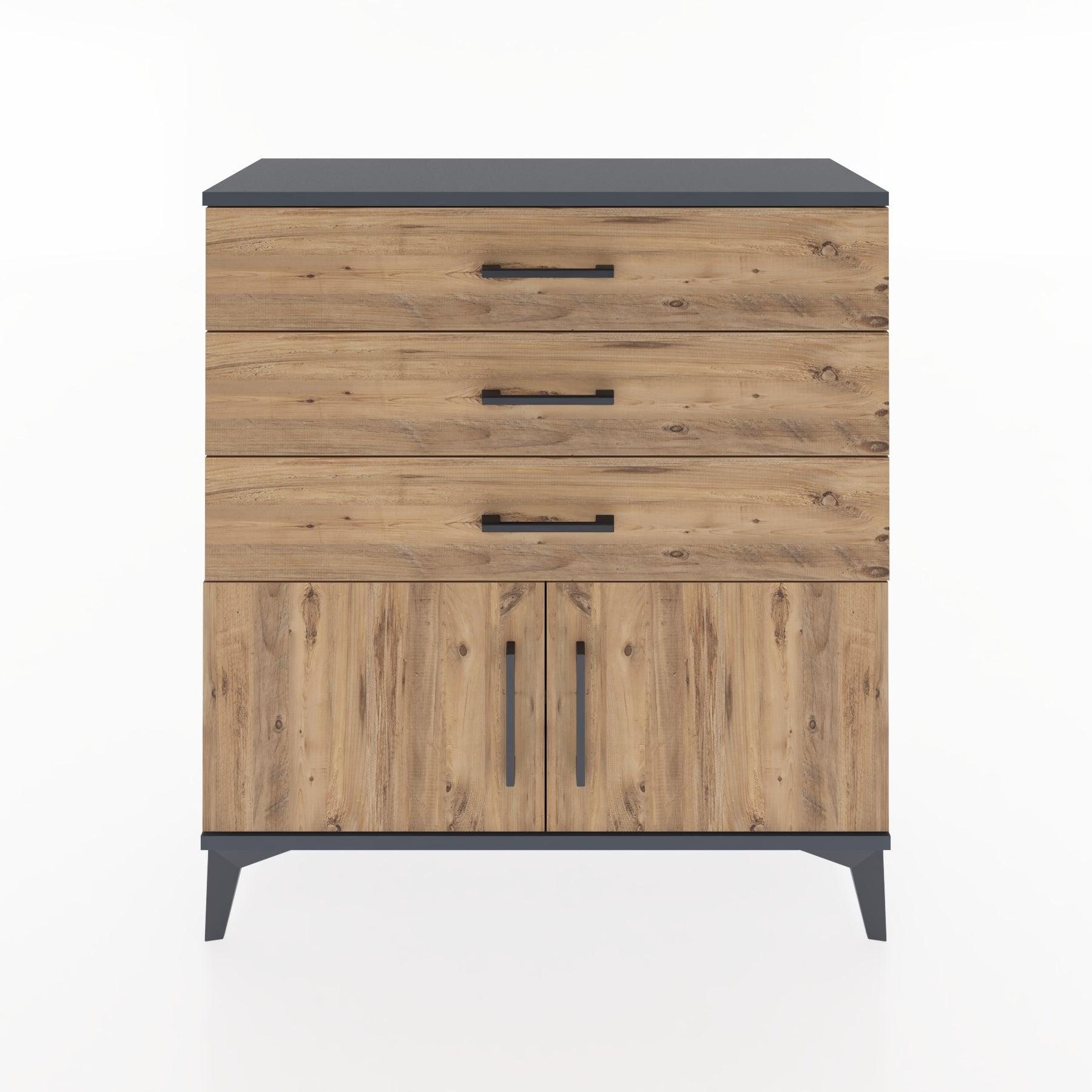 Woodntry Modular Dresser Anthracite 88x30x84 cm with Cover and Drawer KC23-2