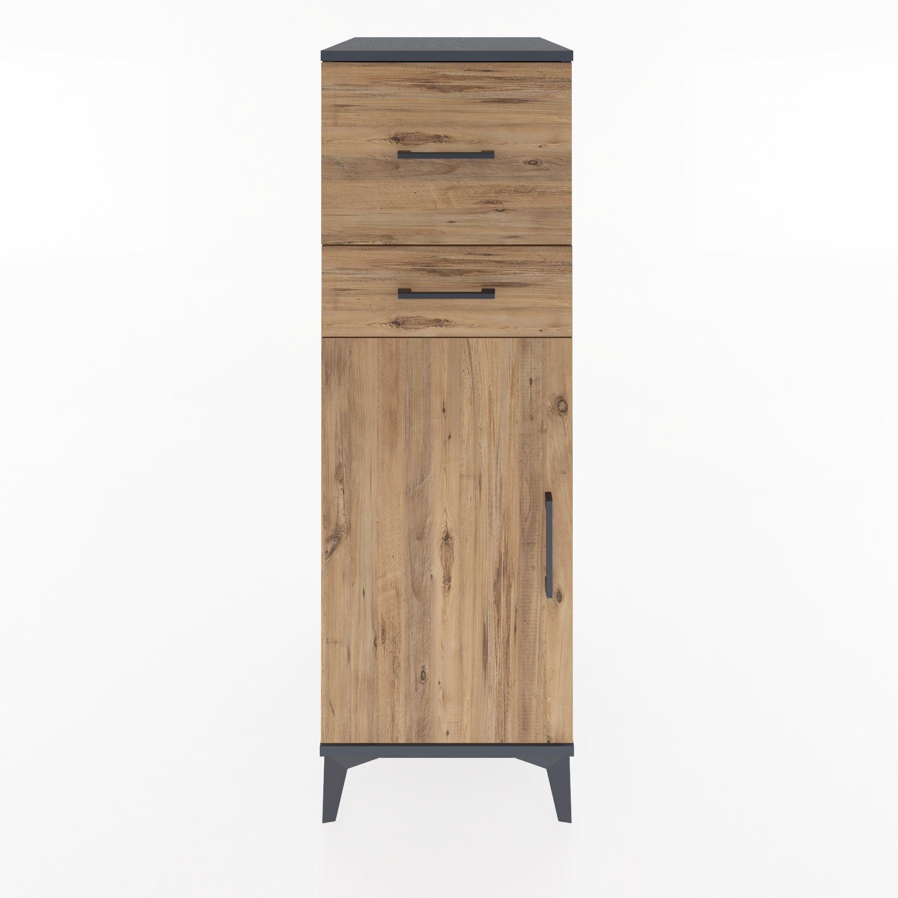 Woodntry Modular Cabinet Anthracite 44x59x122 cm with Doors and Drawers KC123-2
