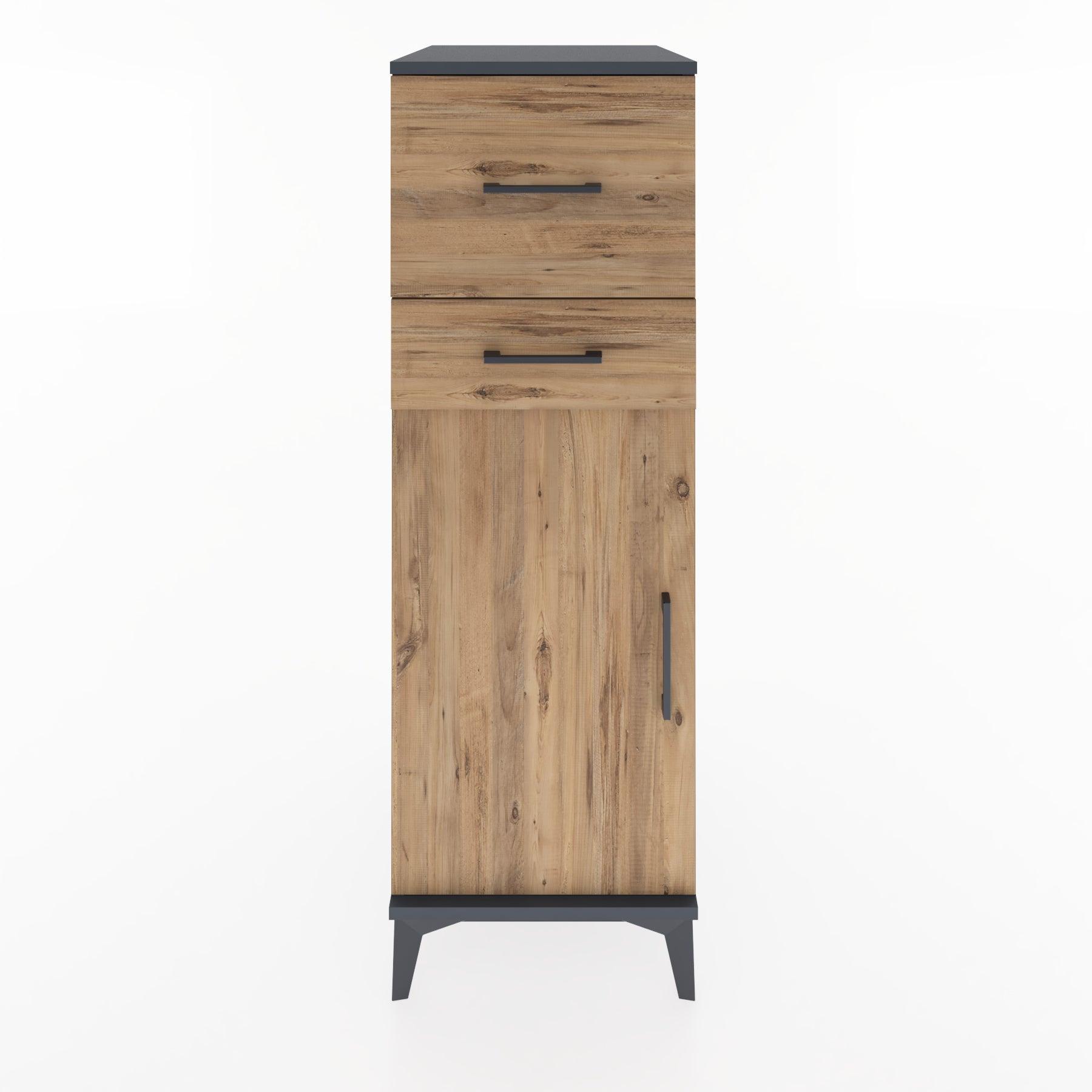 Woodntry Modular Cabinet Anthracite 44x30x122 cm with Doors and Drawers KC23-2