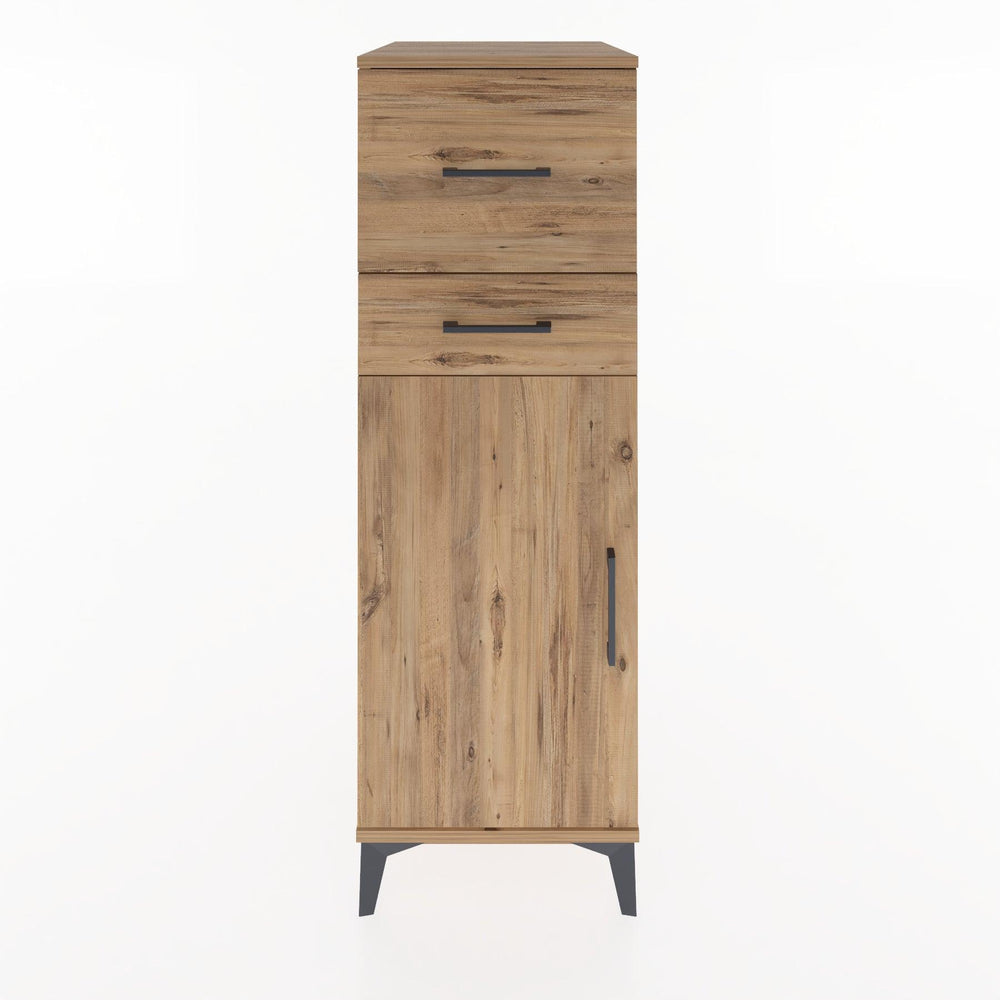 Woodntry Modüler Dolap Çam 44x59x122 cm Kapaklı ve Çekmeceli KC123-3