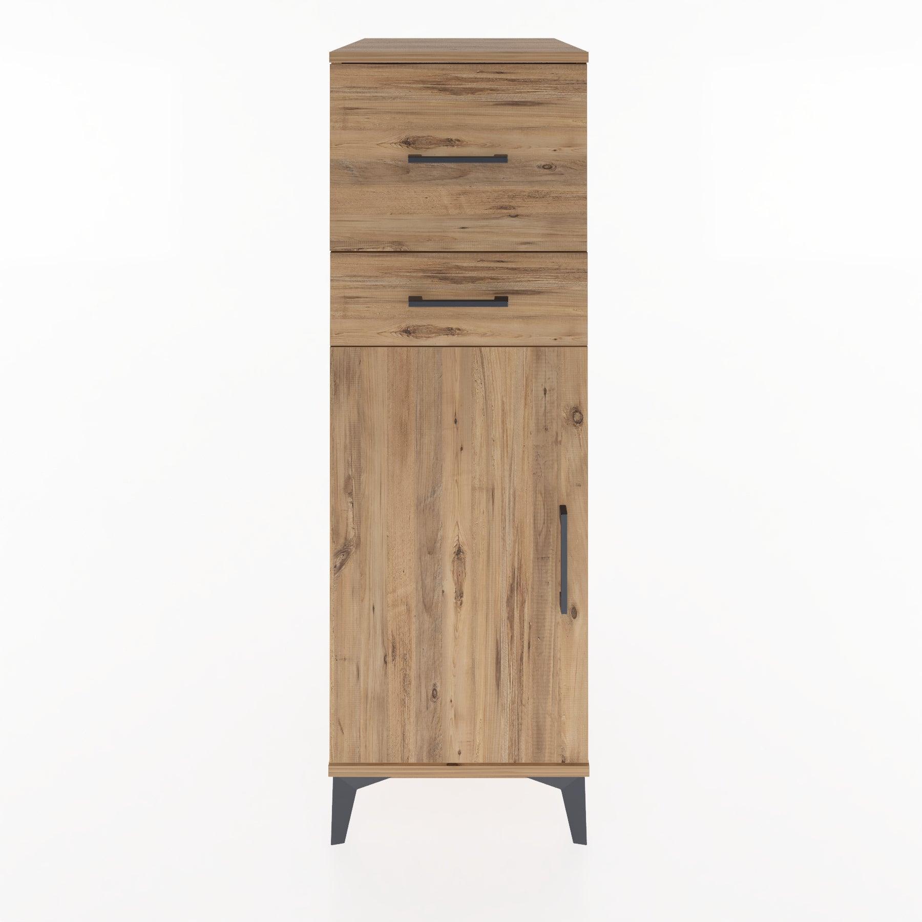 Woodntry Modüler Dolap Çam 44x30x122 cm Kapaklı ve Çekmeceli KC123-3