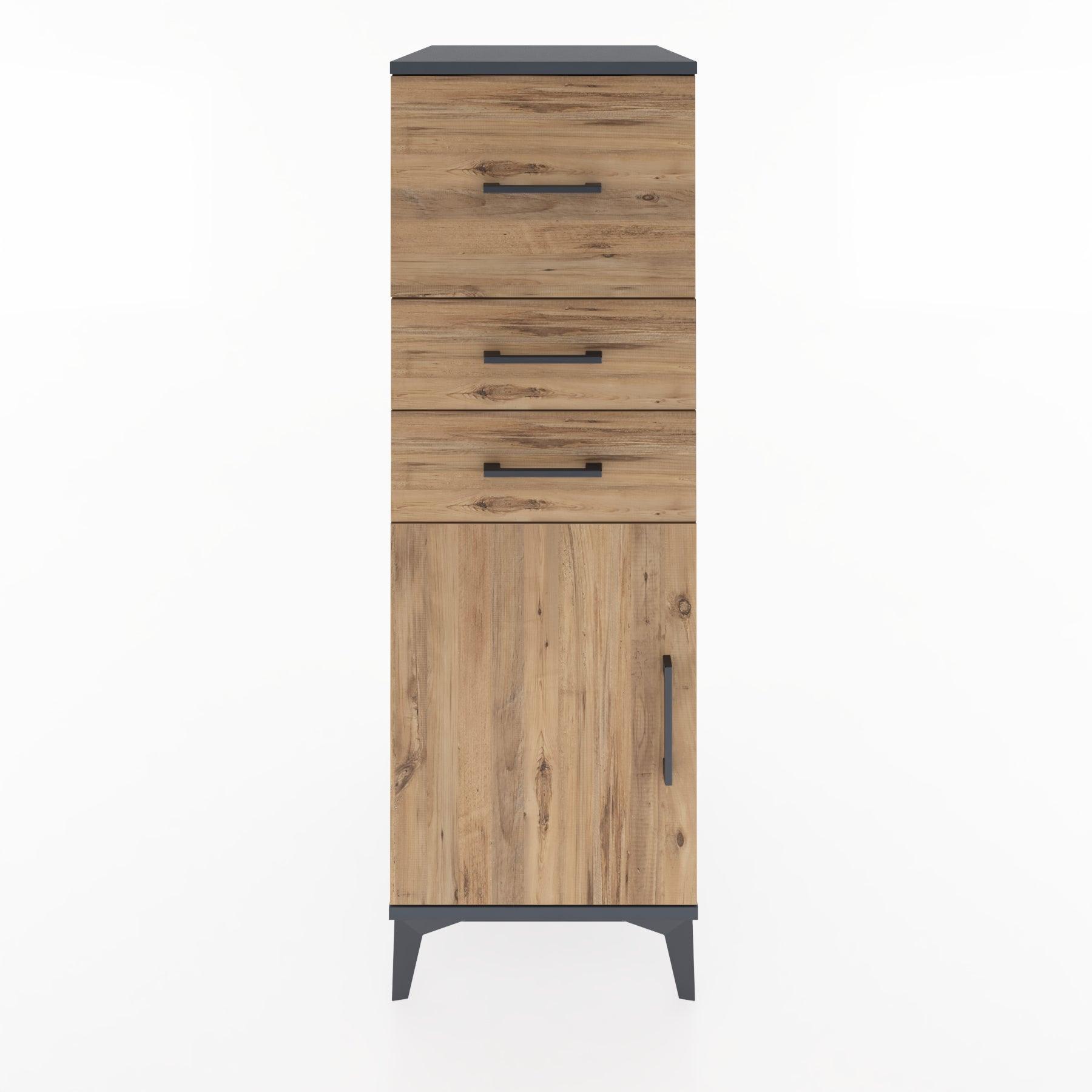 Woodntry Modular Cabinet Anthracite 44x30x122 cm with Doors and Drawers KC24-2