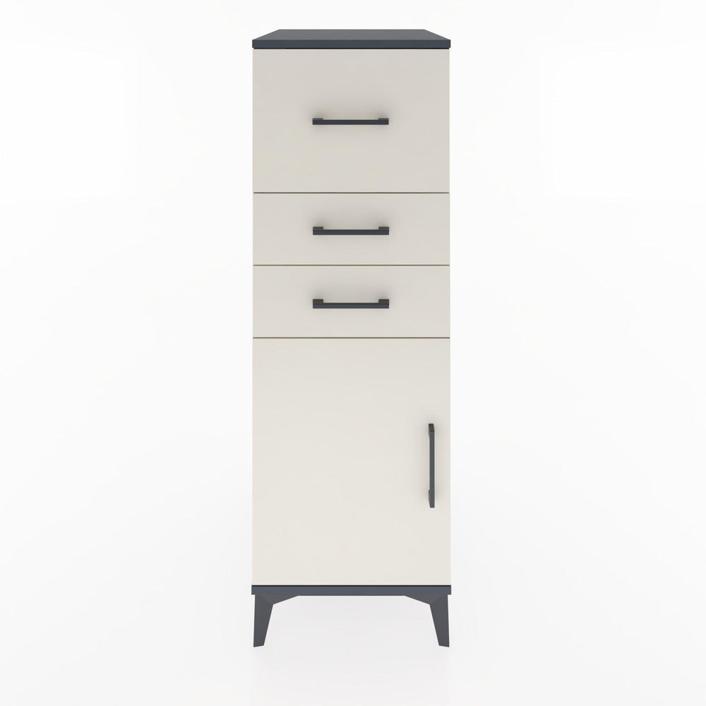 Woodntry Modüler Dolap Antrasit 44x59x122 cm Kapaklı ve Çekmeceli KC24-2