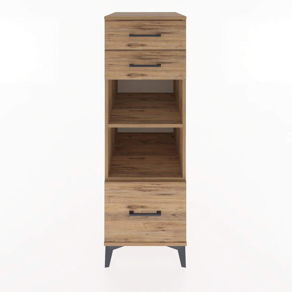 Woodntry Modüler Dolap Çam 44x30x122 cm Çekmeceli ve Raflı CR74-3