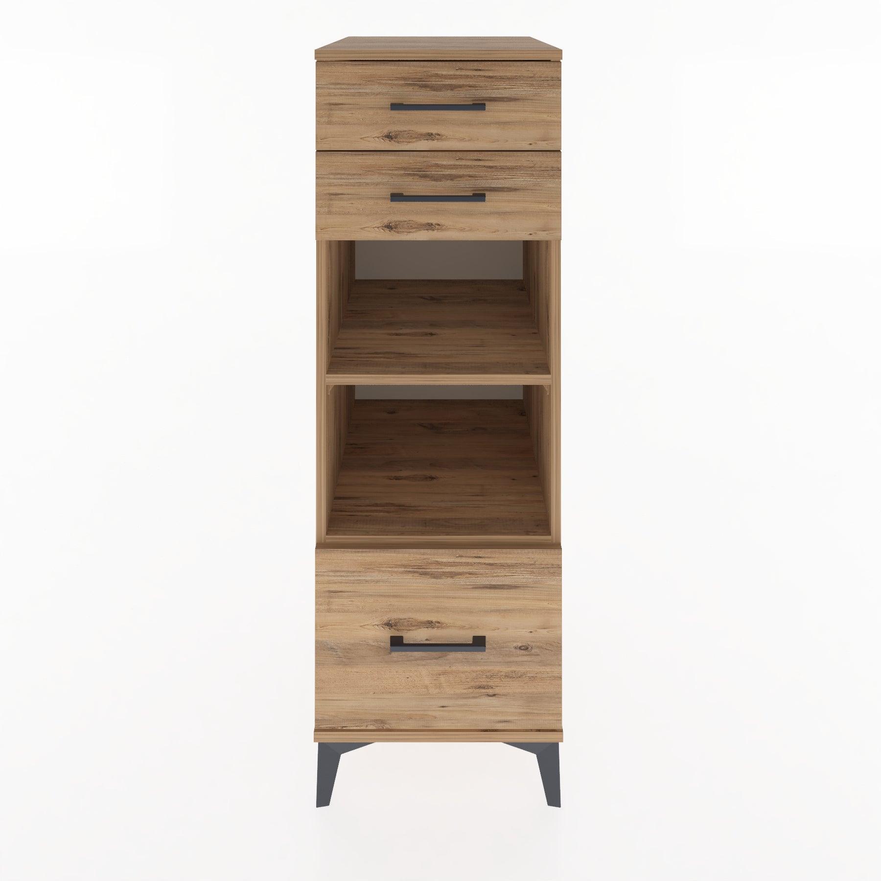 Woodntry Modüler Dolap Çam 44x30x122 cm Çekmeceli ve Raflı CR74-3