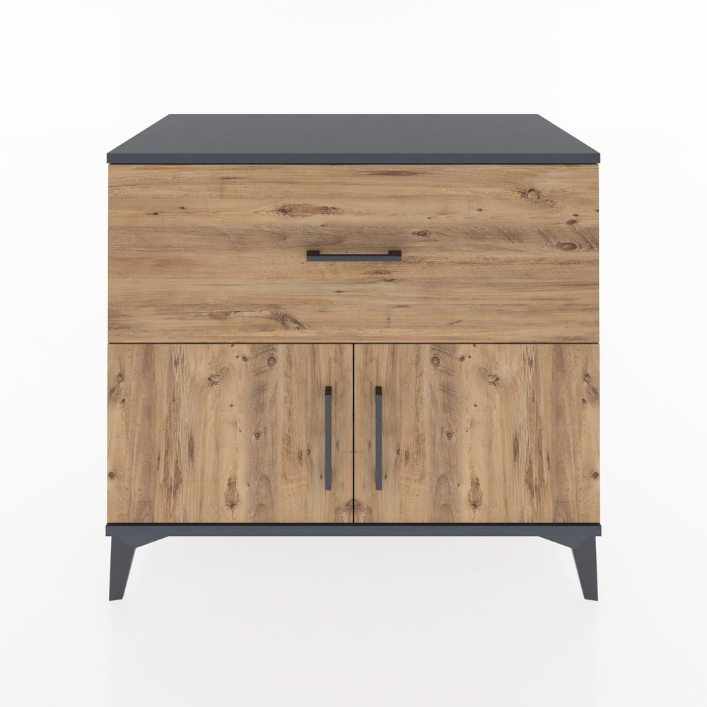 Woodntry Modüler Şifonyer Antrasit 88x44x68 cm Kapaklı ve Çekmeceli KC25-2