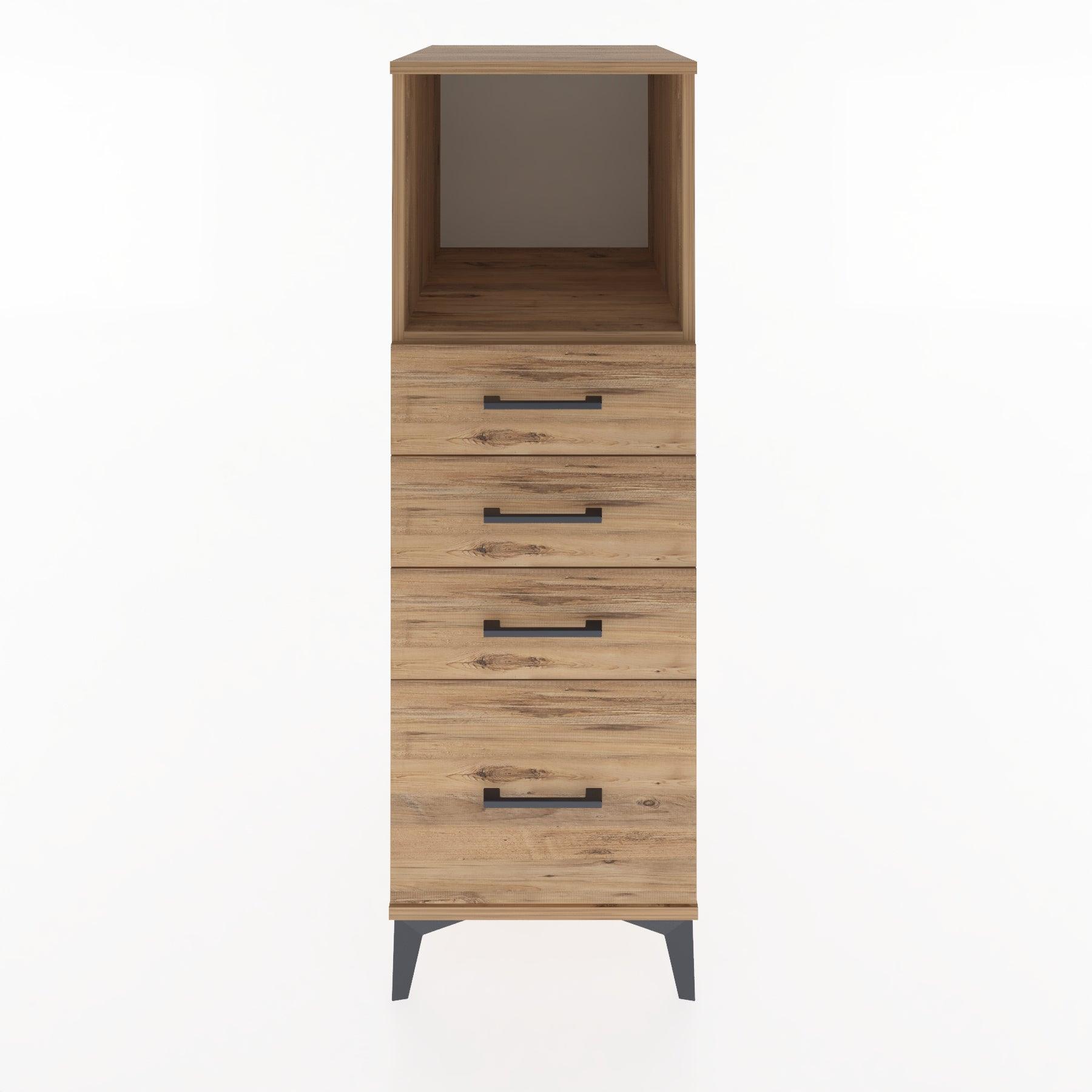 Woodntry Modüler Dolap Çam 44x30x122 cm Çekmeceli ve Raflı CR75-3