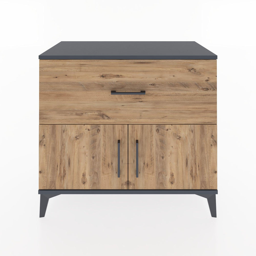 Woodntry Modüler Şifonyer Antrasit 88x44x68 cm Kapaklı ve Çekmeceli KC26-2