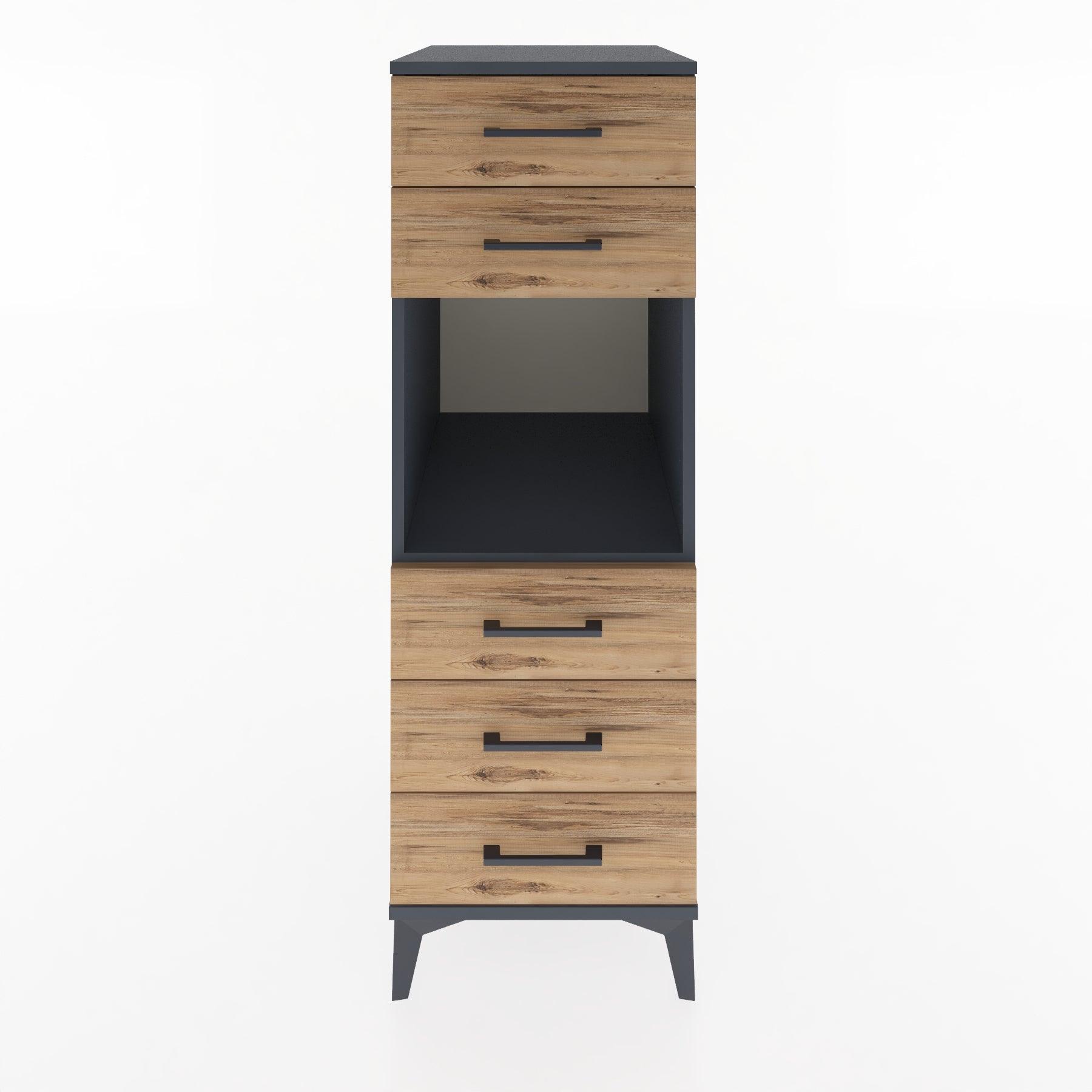 Woodntry Modular Cabinet Anthracite 44x59x122 cm with Drawers and Shelves CR126-2