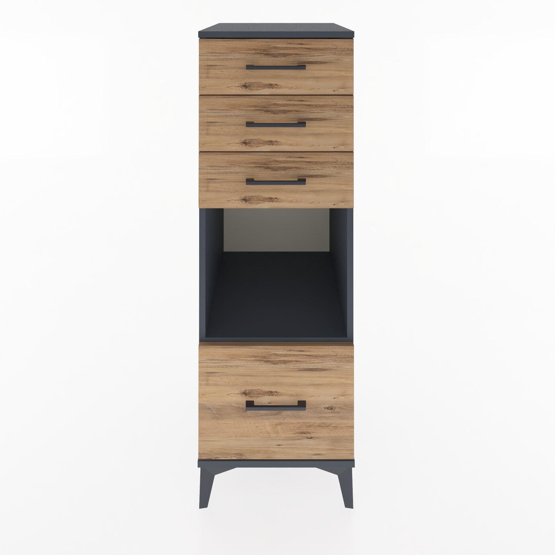 Woodntry Modular Cabinet Anthracite 44x30x122 cm with Drawers and Shelves CR76-2